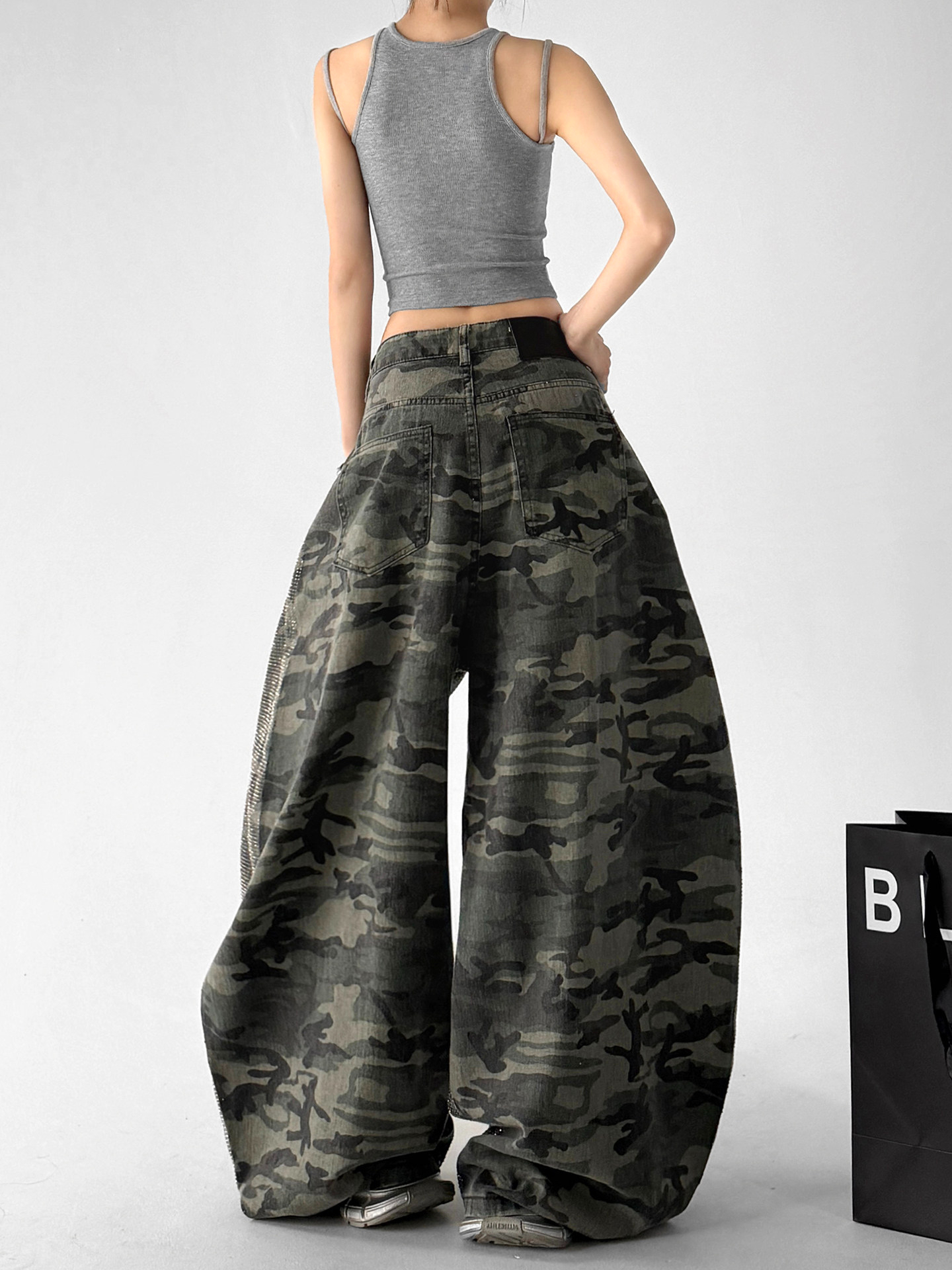 Camouflage Cargo Wide Leg Pants