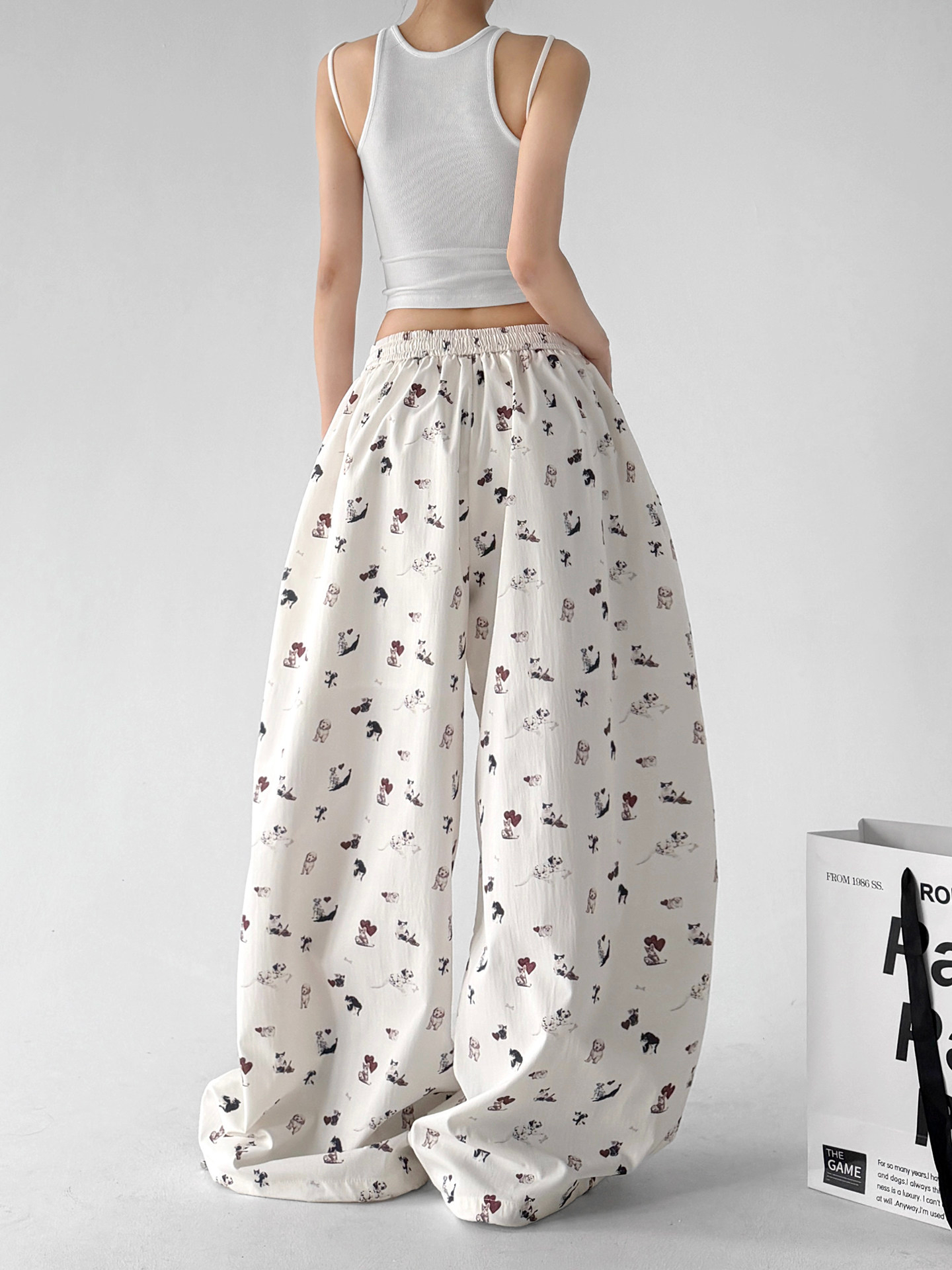 College Style Wide Leg Casual Pants