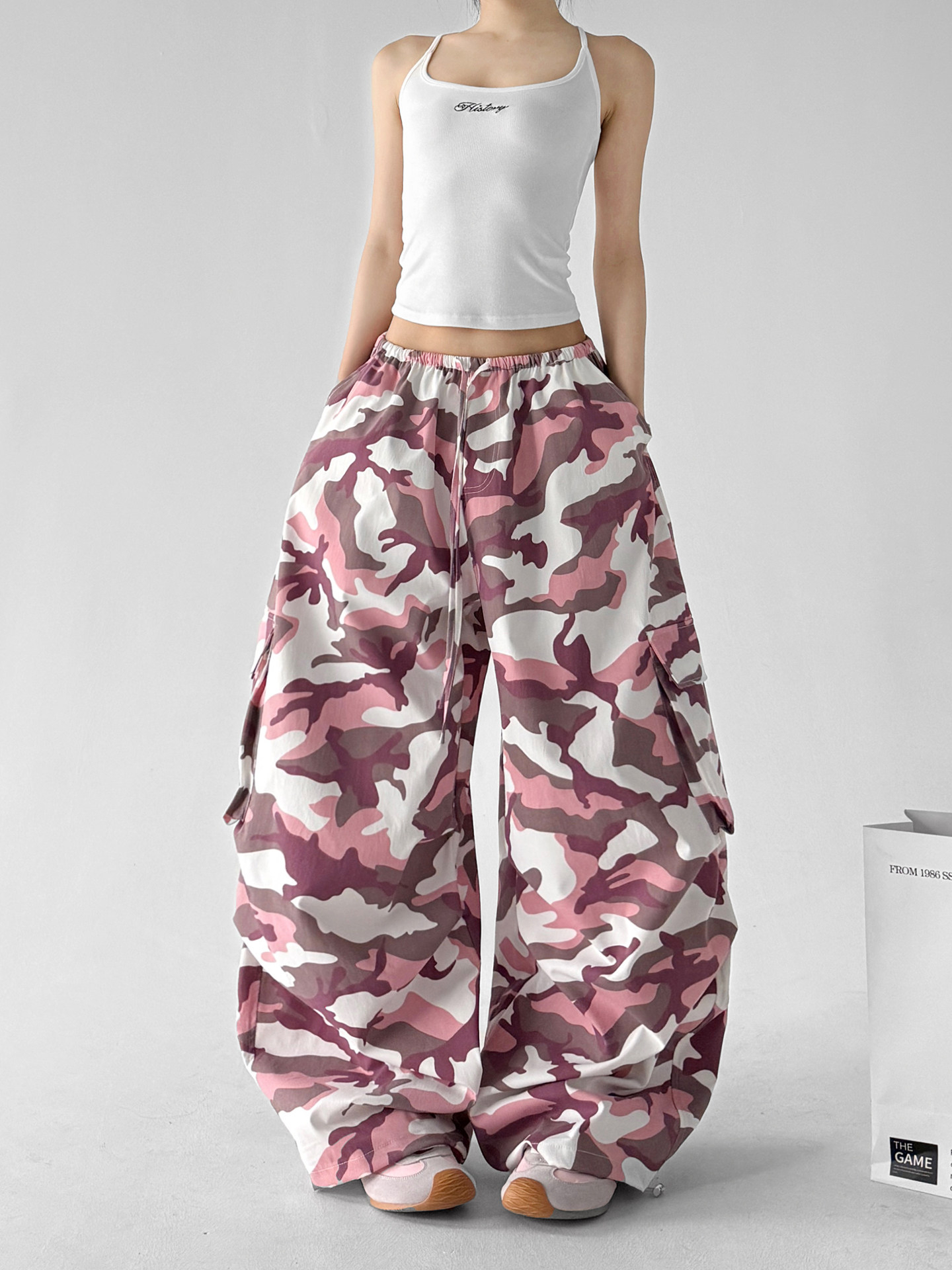 Fashion Camouflage Loose Cargo Wide Leg Trousers