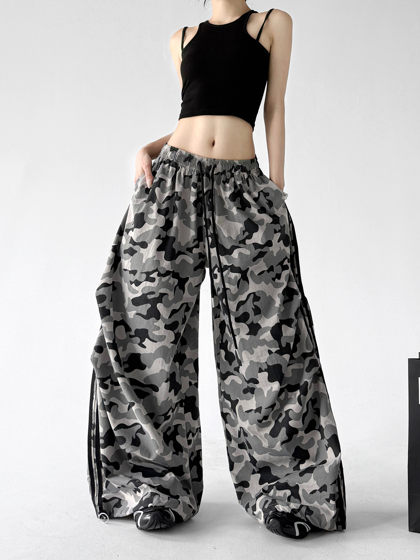 Trendy Camouflage Casual Loose Street Wide Leg Pants