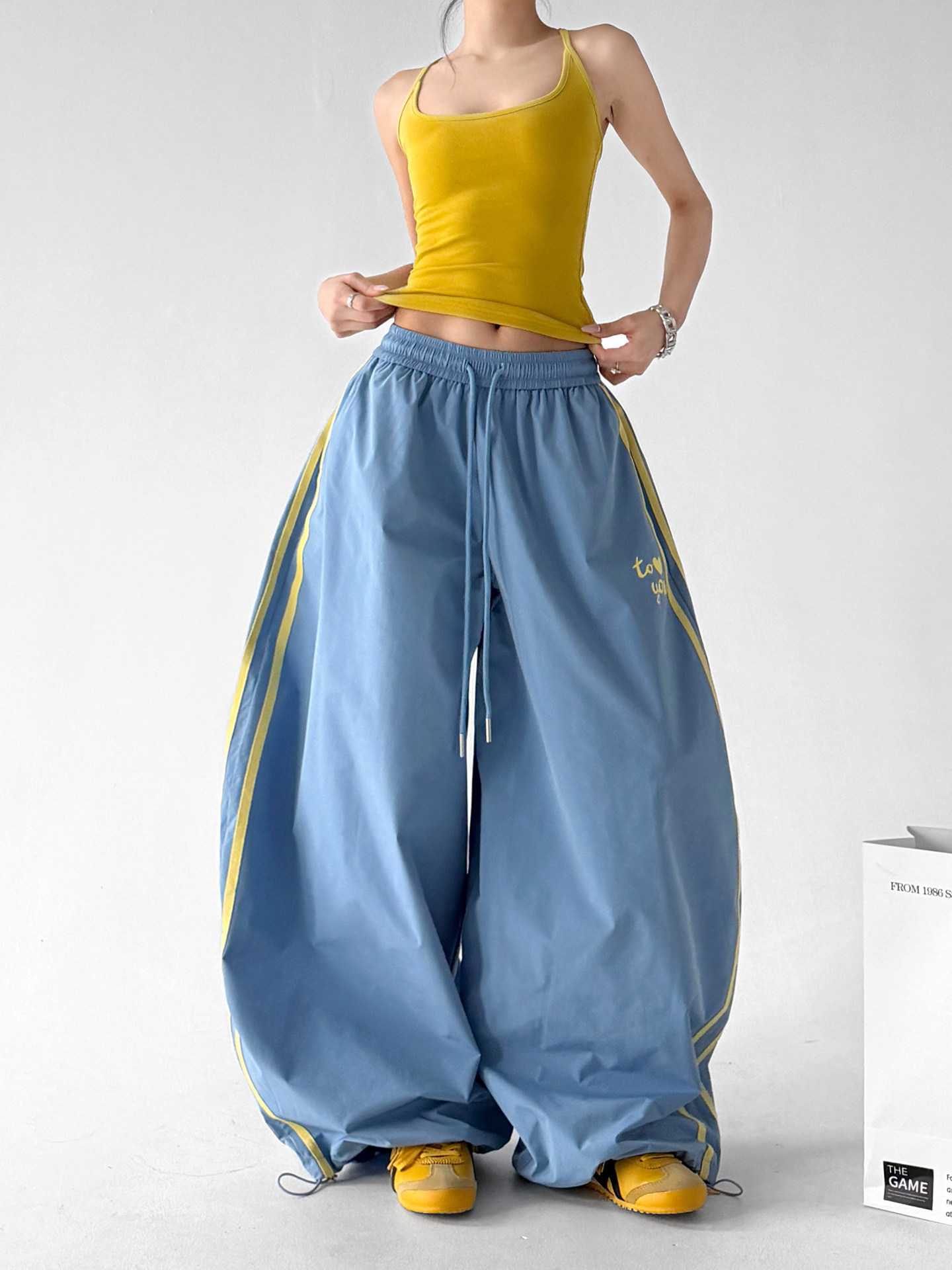 2026 Summer Blue Loose Straight Wide Leg Pants