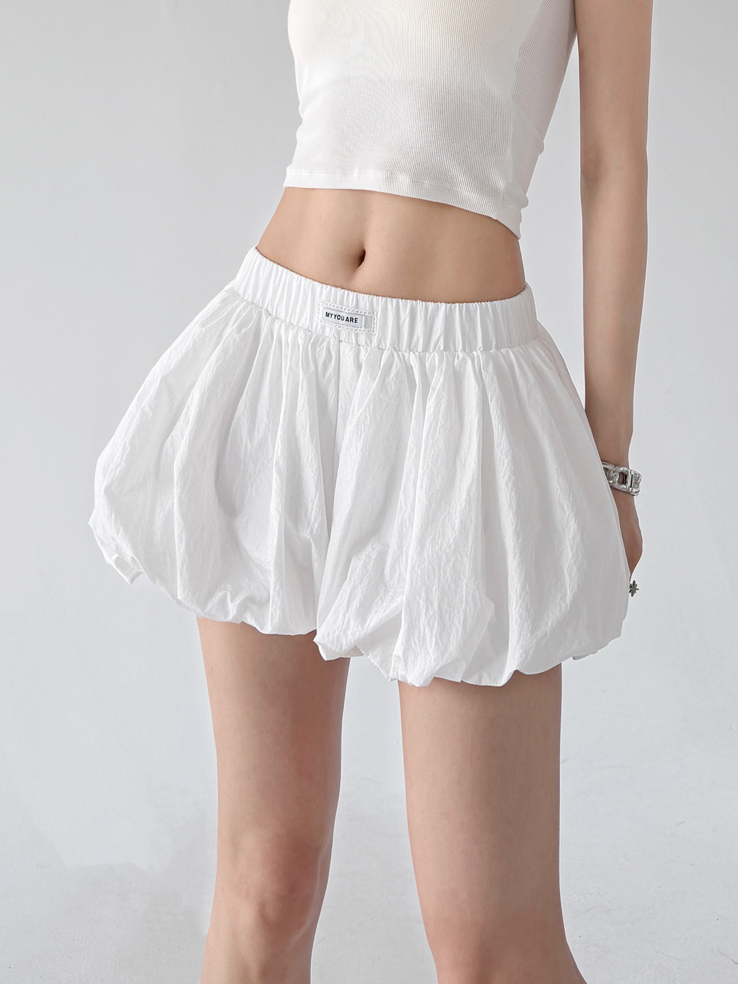 White High Waist Ruffle Flared A-Line Skort