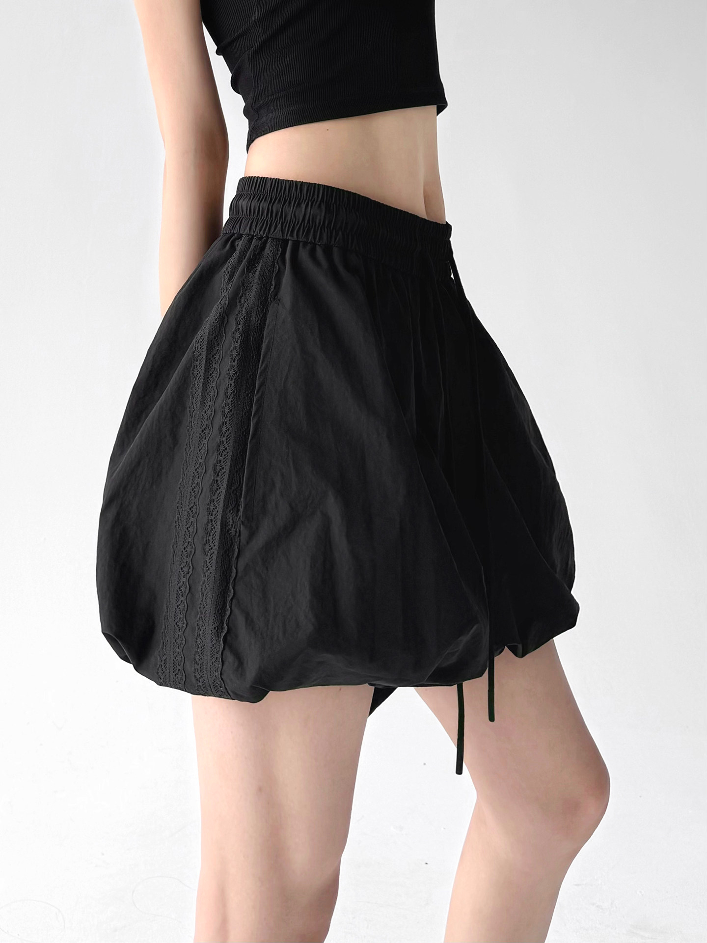 Sweet Cool High Waist Lace-Up Ruffle A-Line Mini Skirt