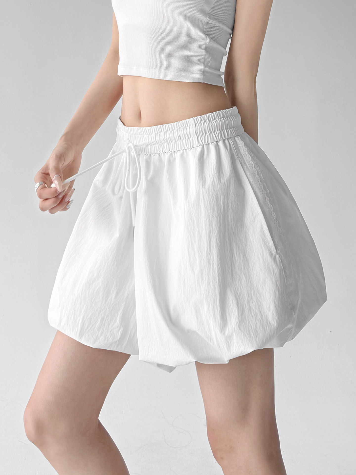 Sweet Cool High Waist Lace-Up Ruffle A-Line Mini Skirt