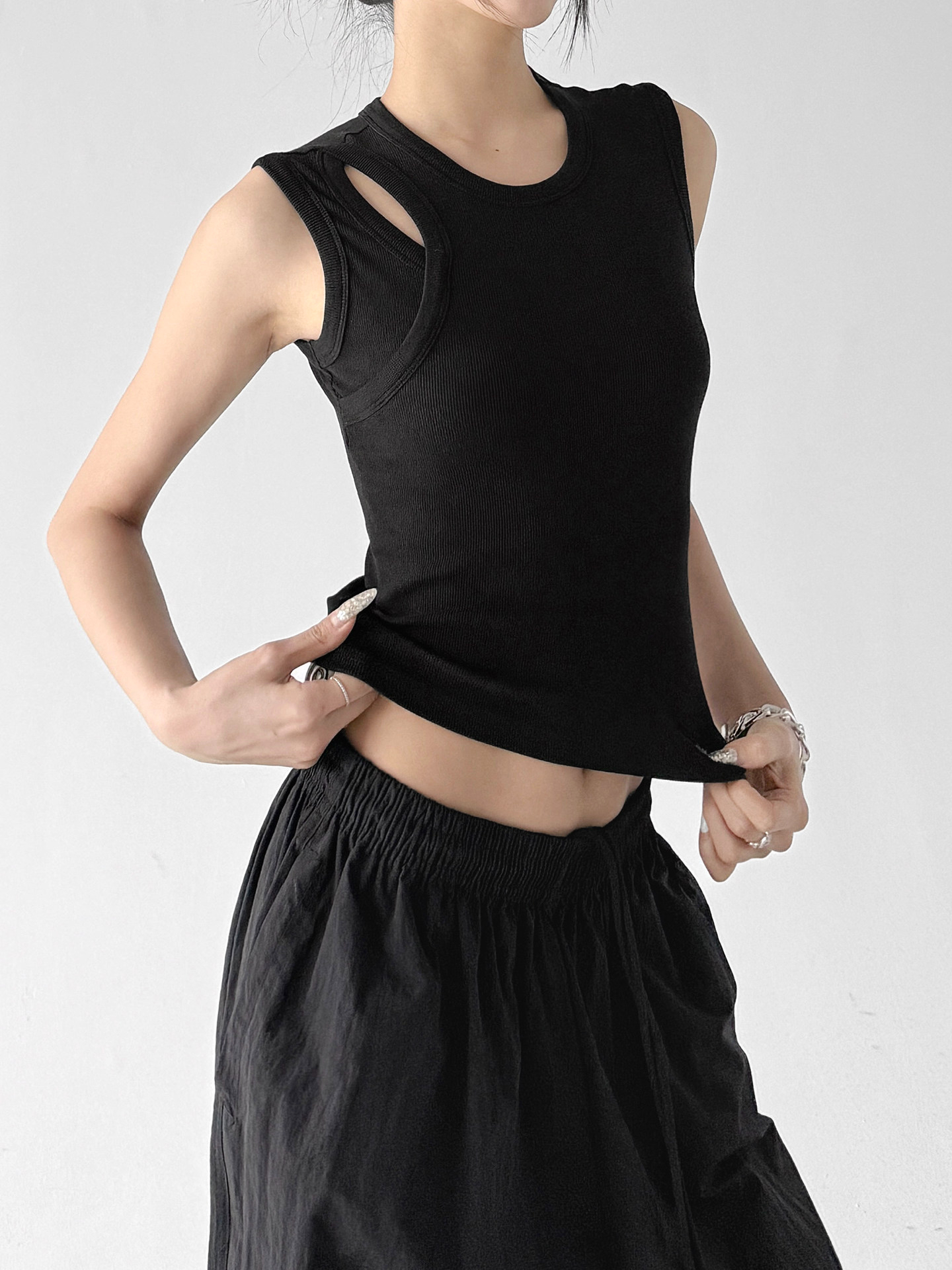 Spicy Hollow Out Slim Fit Sleeveless Tank Top
