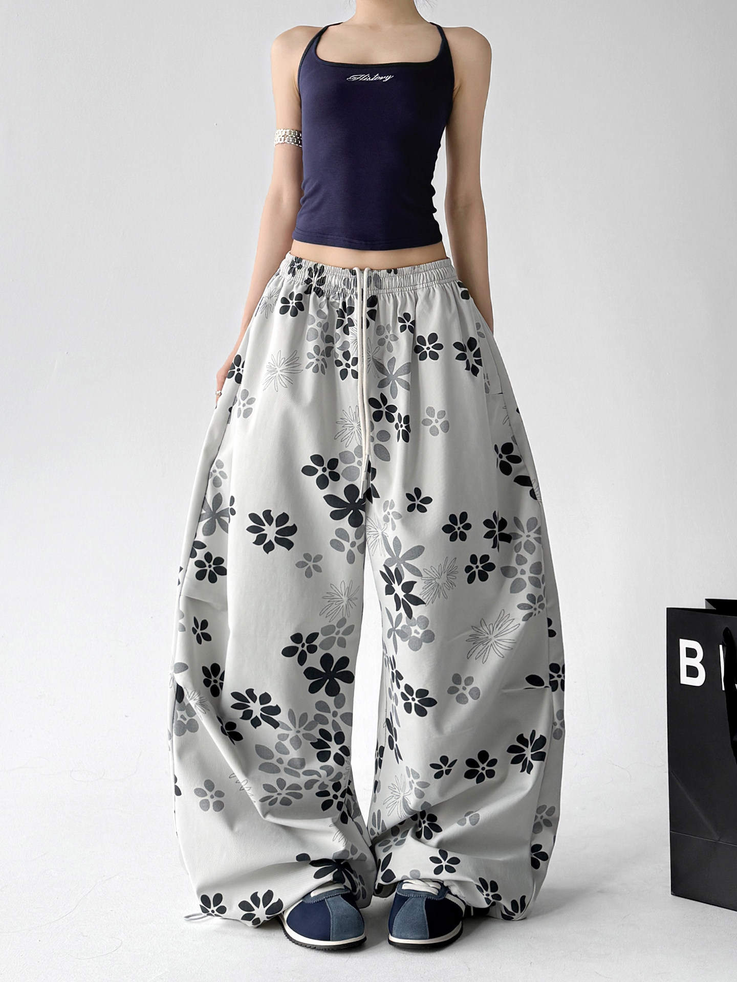 Fashion Printed Loose Slim Casual Wide Leg Pants