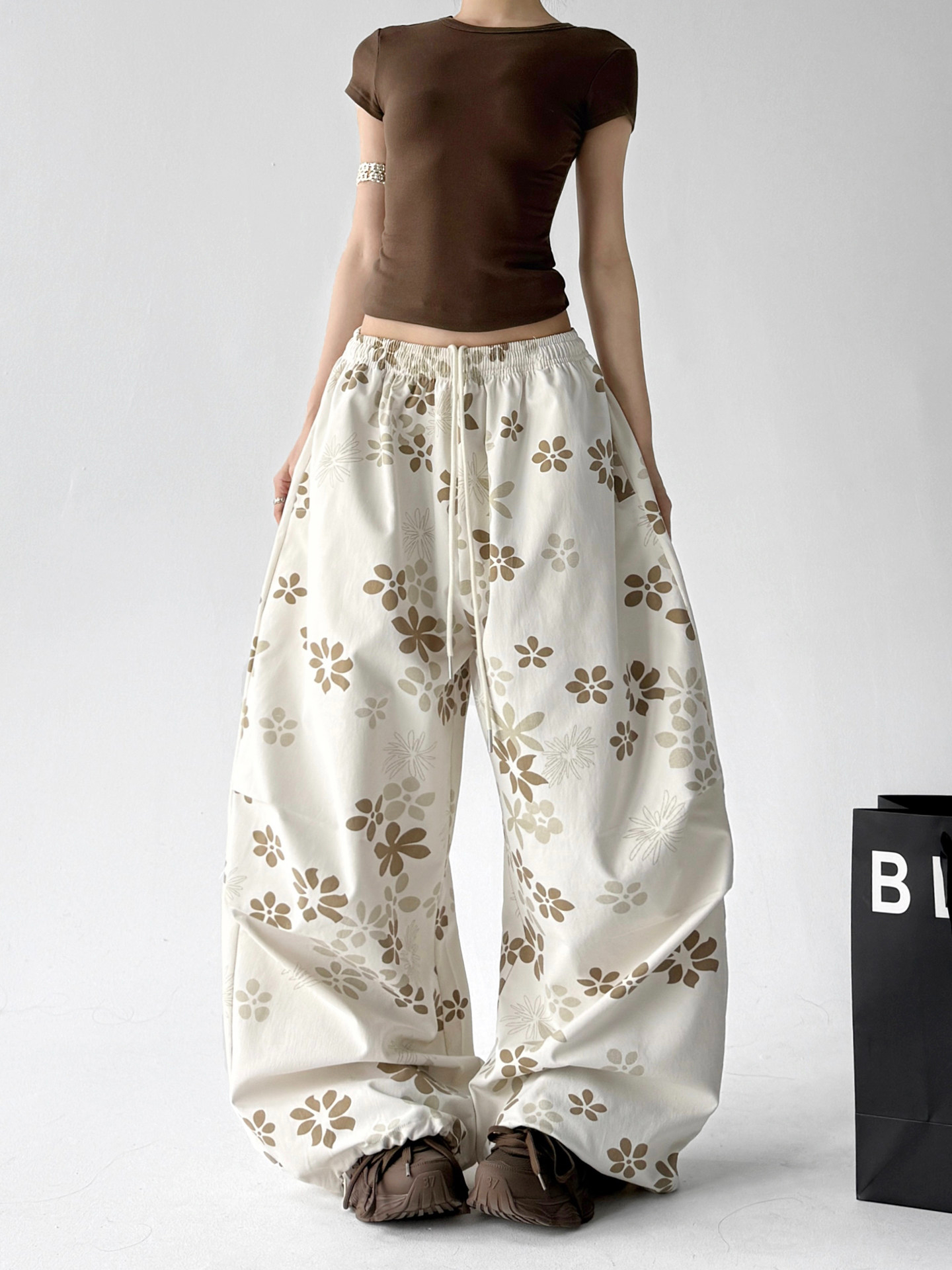 Fashion Printed Loose Slim Casual Wide Leg Pants