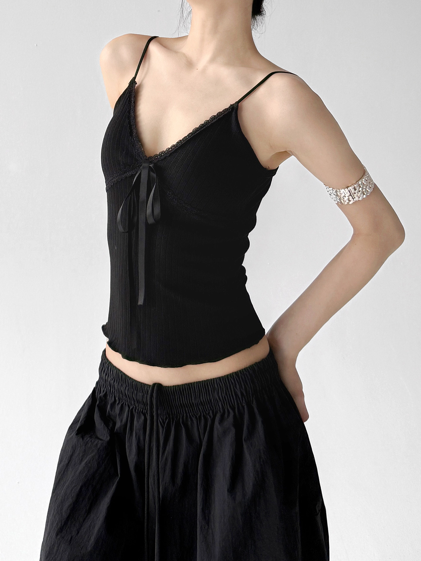 Black Spicy Slim Fit Chic Outer Camisole Tank Top