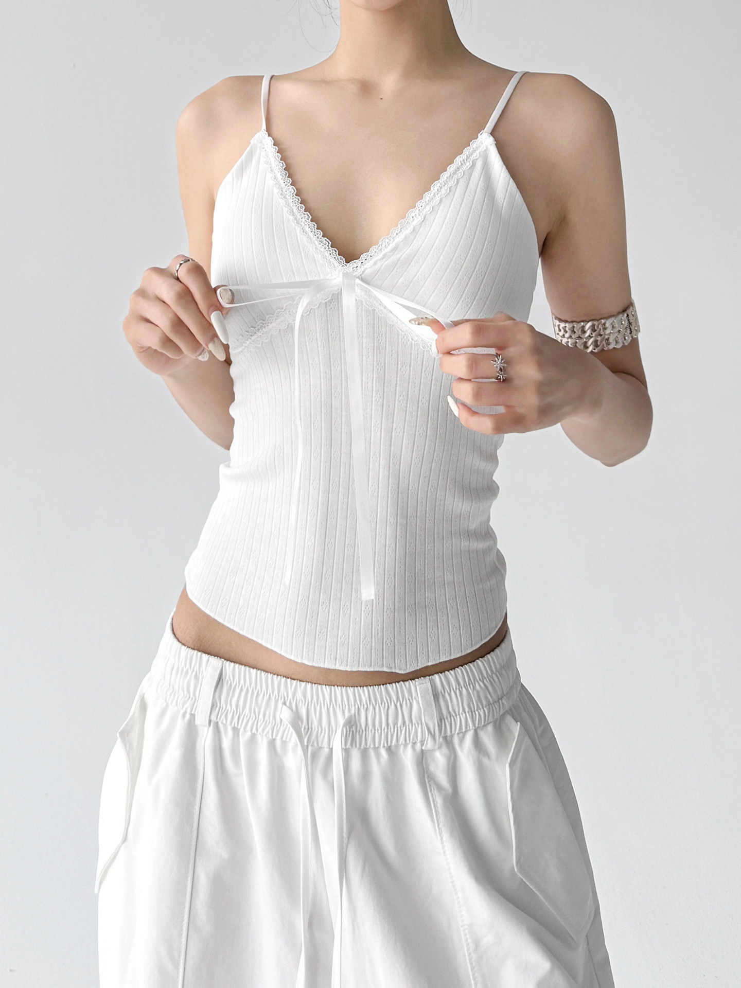 White Spicy Slim Fit Chic Outer Camisole Tank Top
