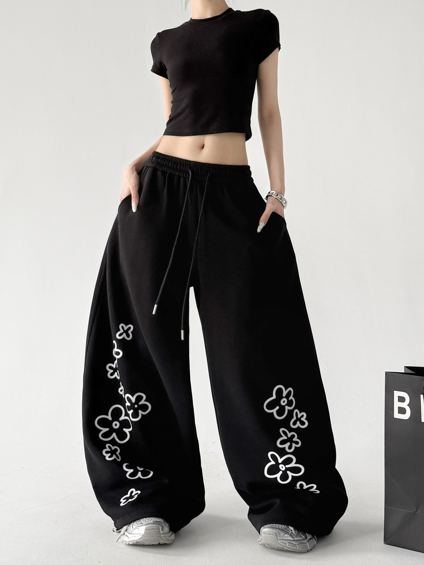 Hip Hop Graphic Loose High Waist Wide Leg Sweatpants