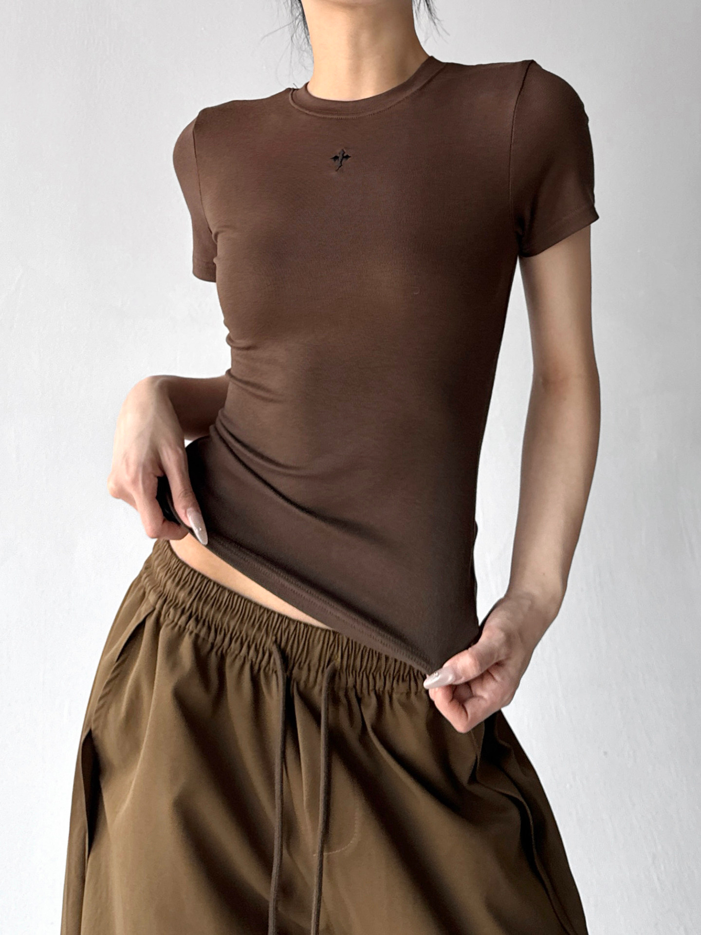 Slim Fit Basic Crew Neck Spicy Casual Short Sleeve Tee