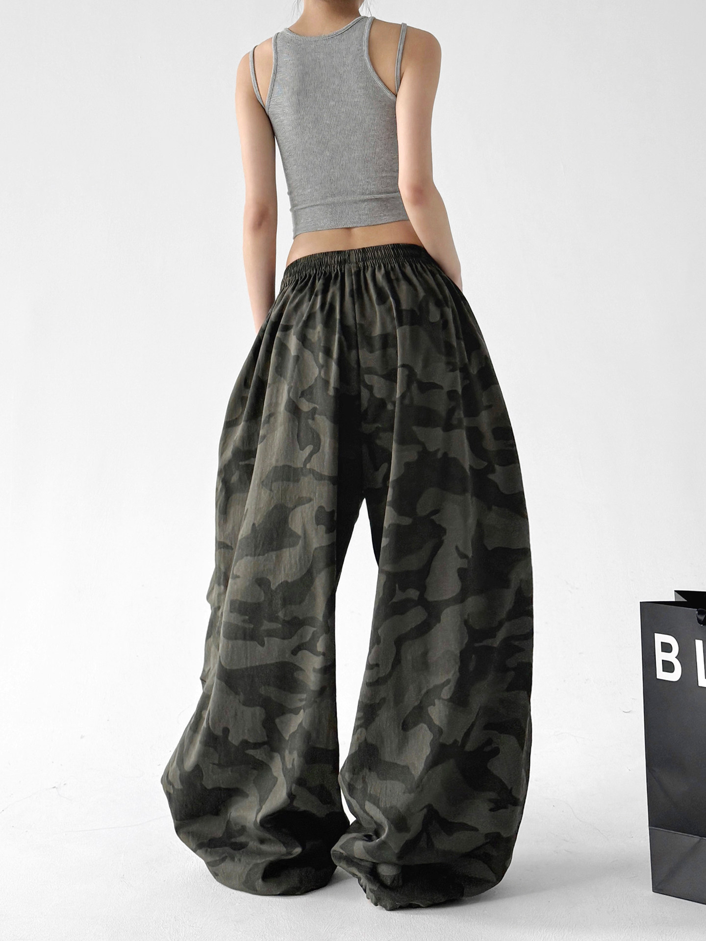 Camouflage Loose Wide Leg Trousers