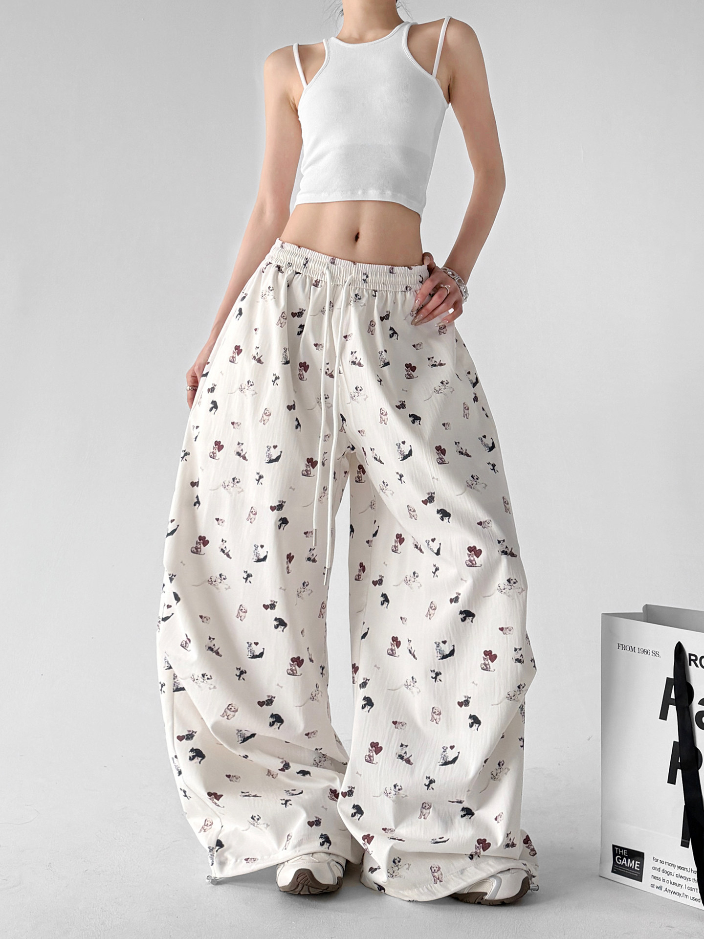 College Style Wide Leg Casual Pants
