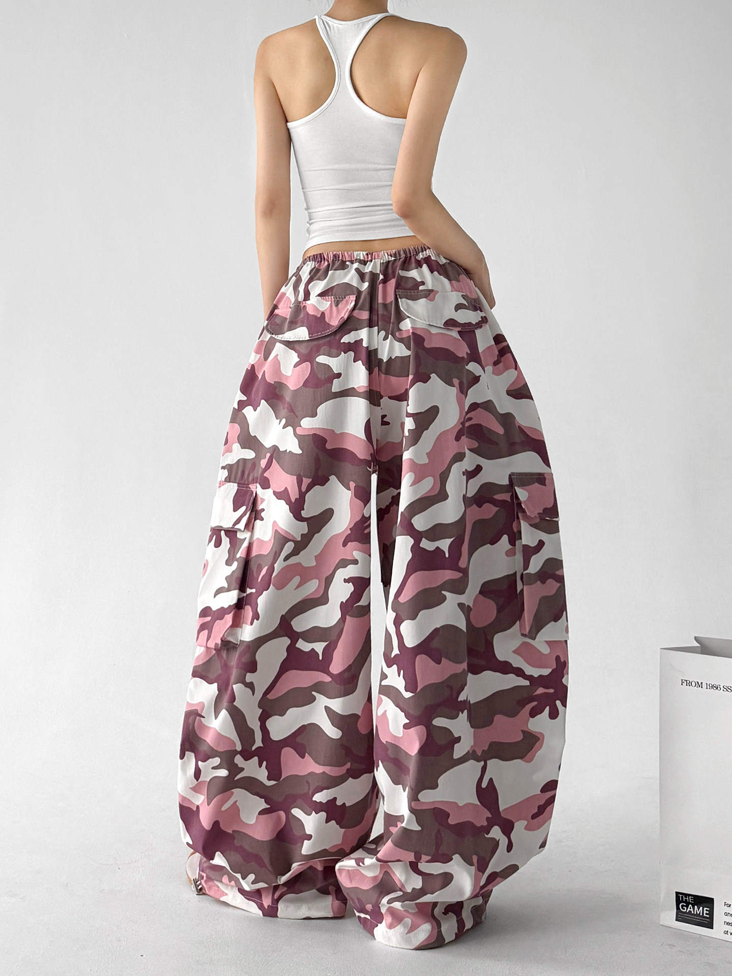 Fashion Camouflage Loose Cargo Wide Leg Trousers