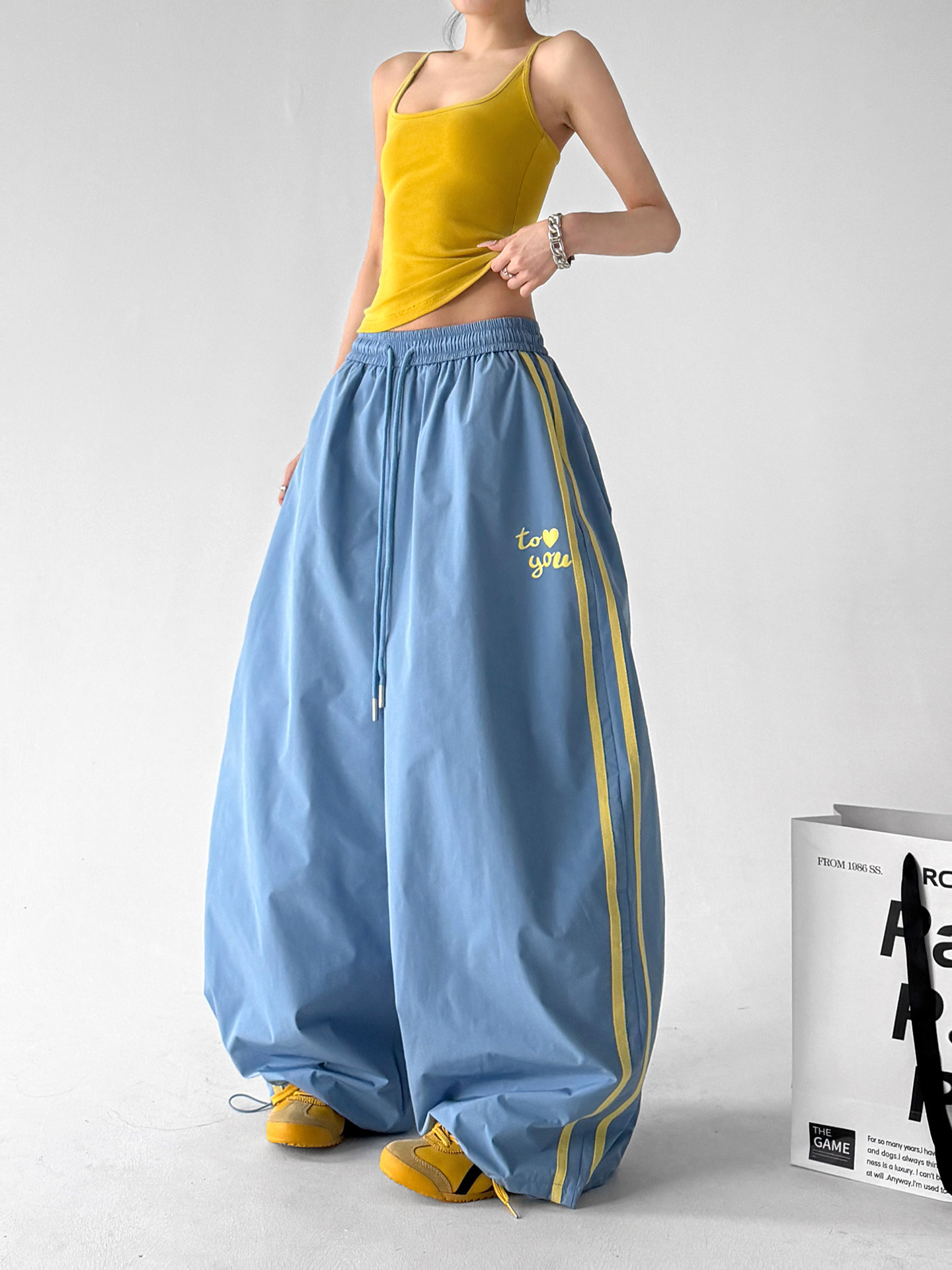 2026 Summer Blue Loose Straight Wide Leg Pants