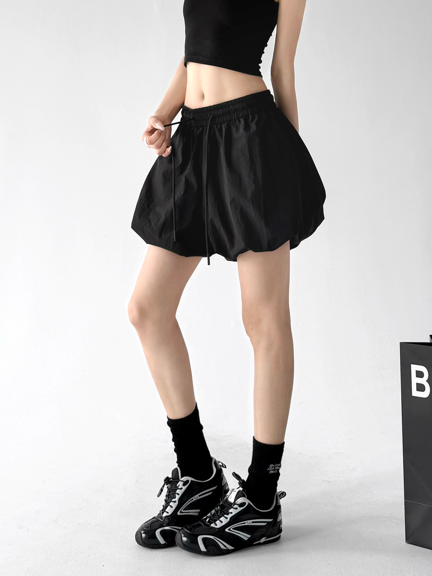 Sweet Cool High Waist Lace-Up Ruffle A-Line Mini Skirt