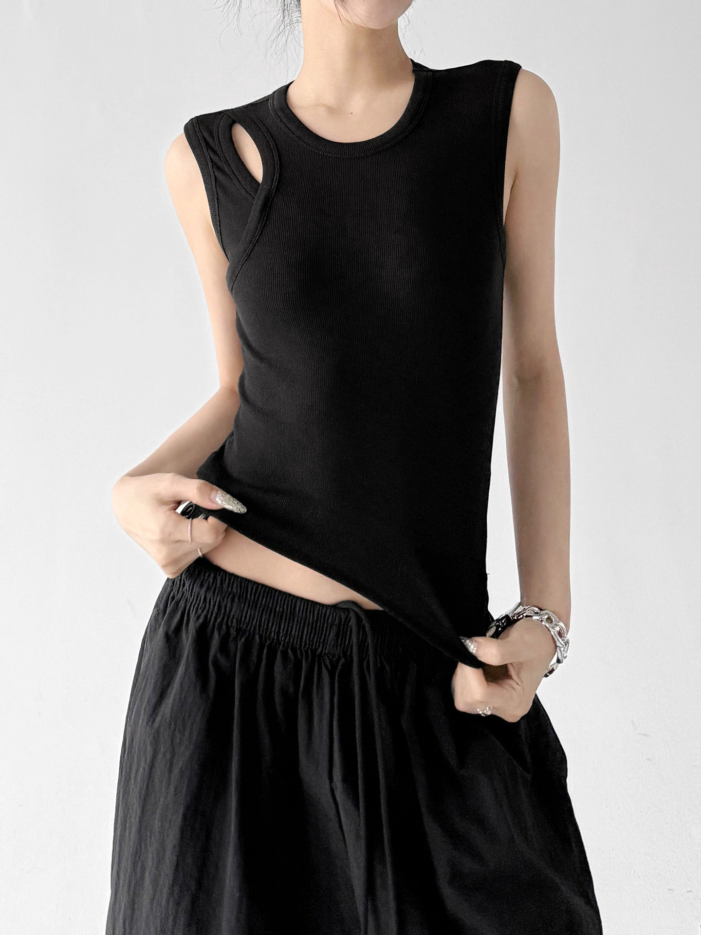 Spicy Hollow Out Slim Fit Sleeveless Tank Top