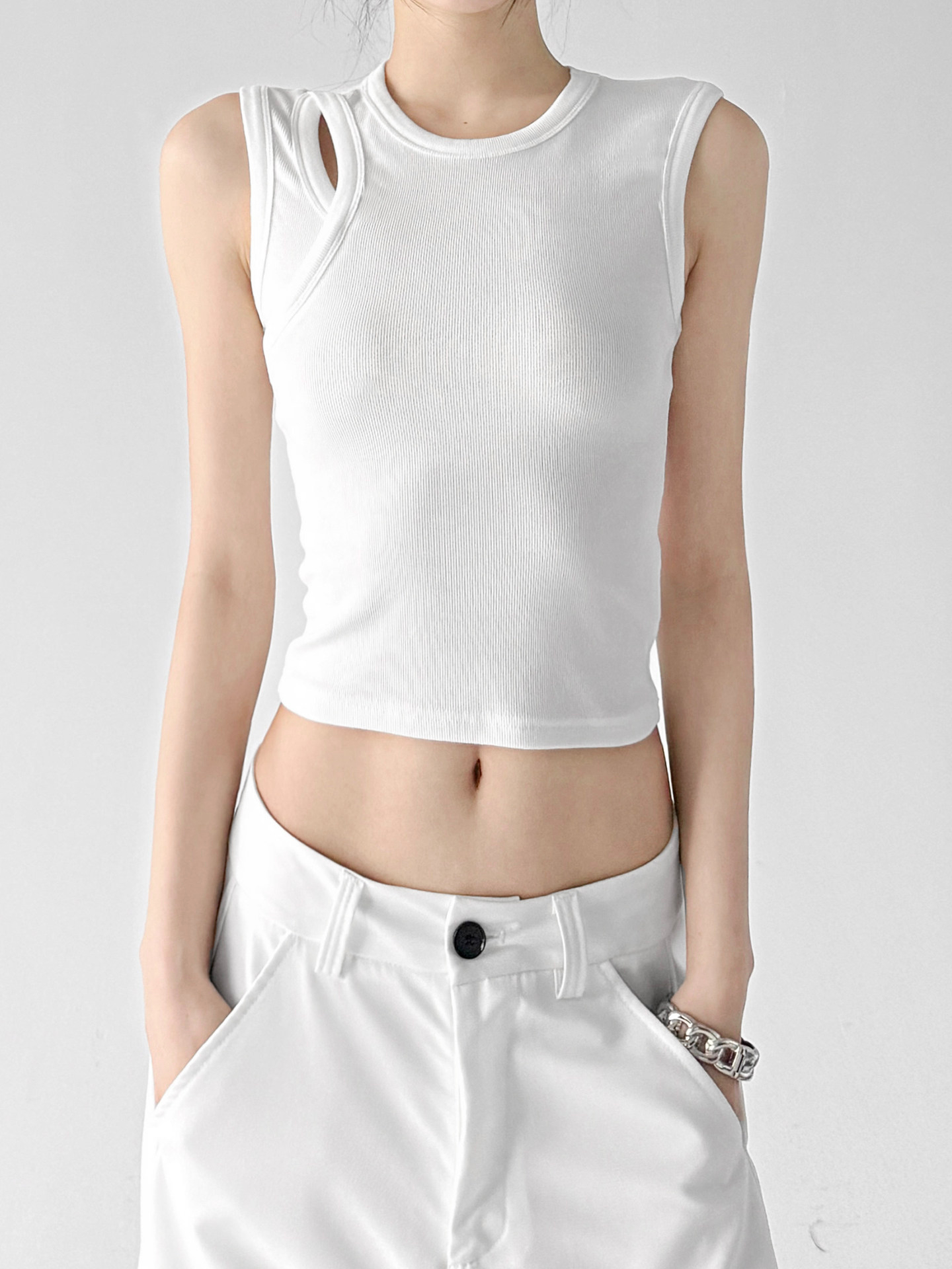Spicy Hollow Out Slim Fit Sleeveless Tank Top