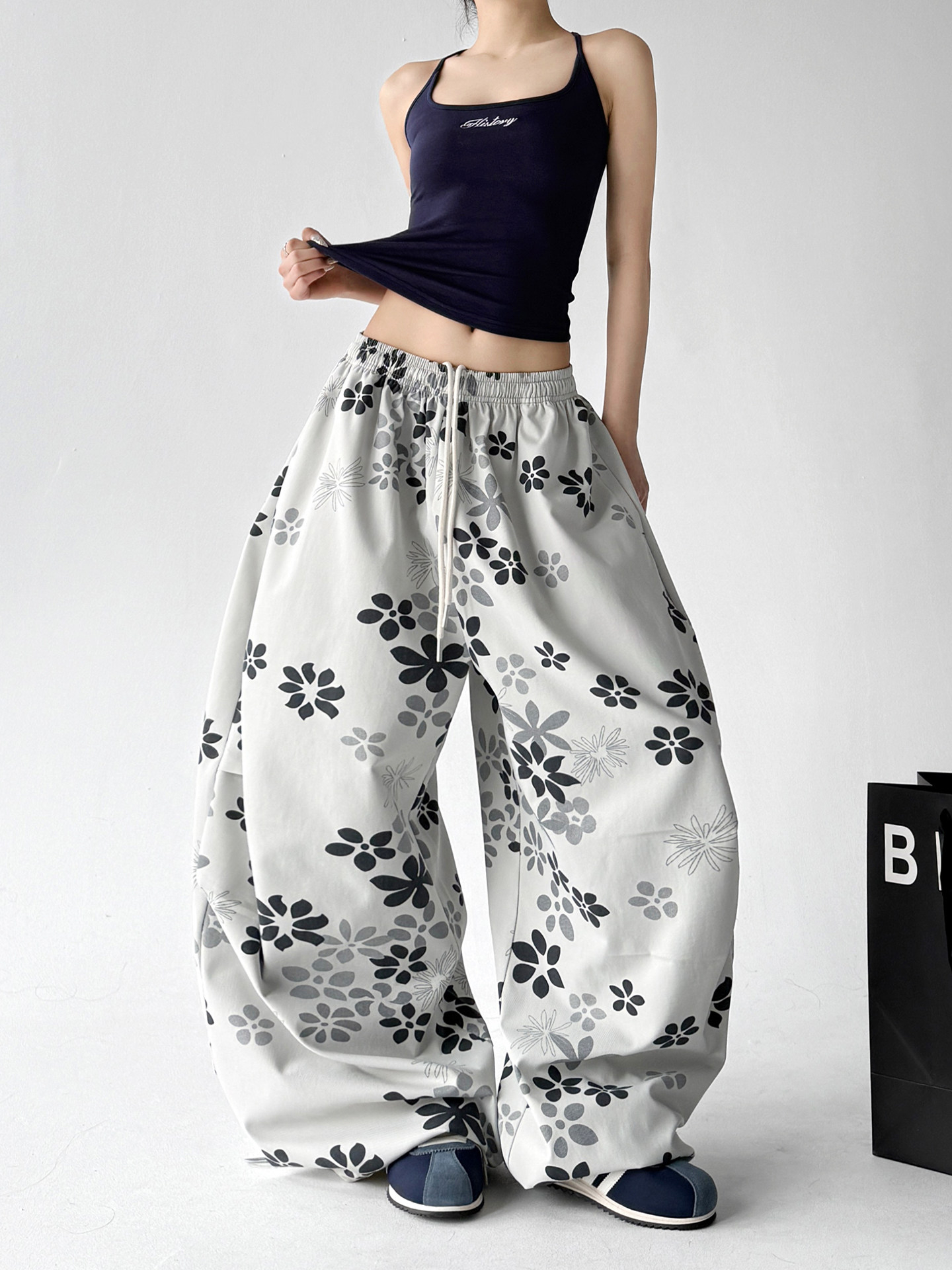 Fashion Printed Loose Slim Casual Wide Leg Pants