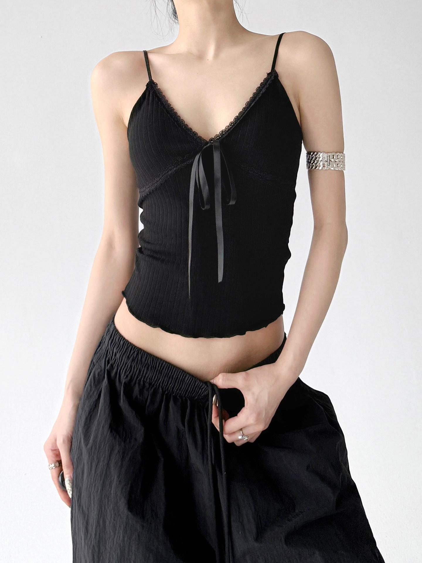 Black Spicy Slim Fit Chic Outer Camisole Tank Top
