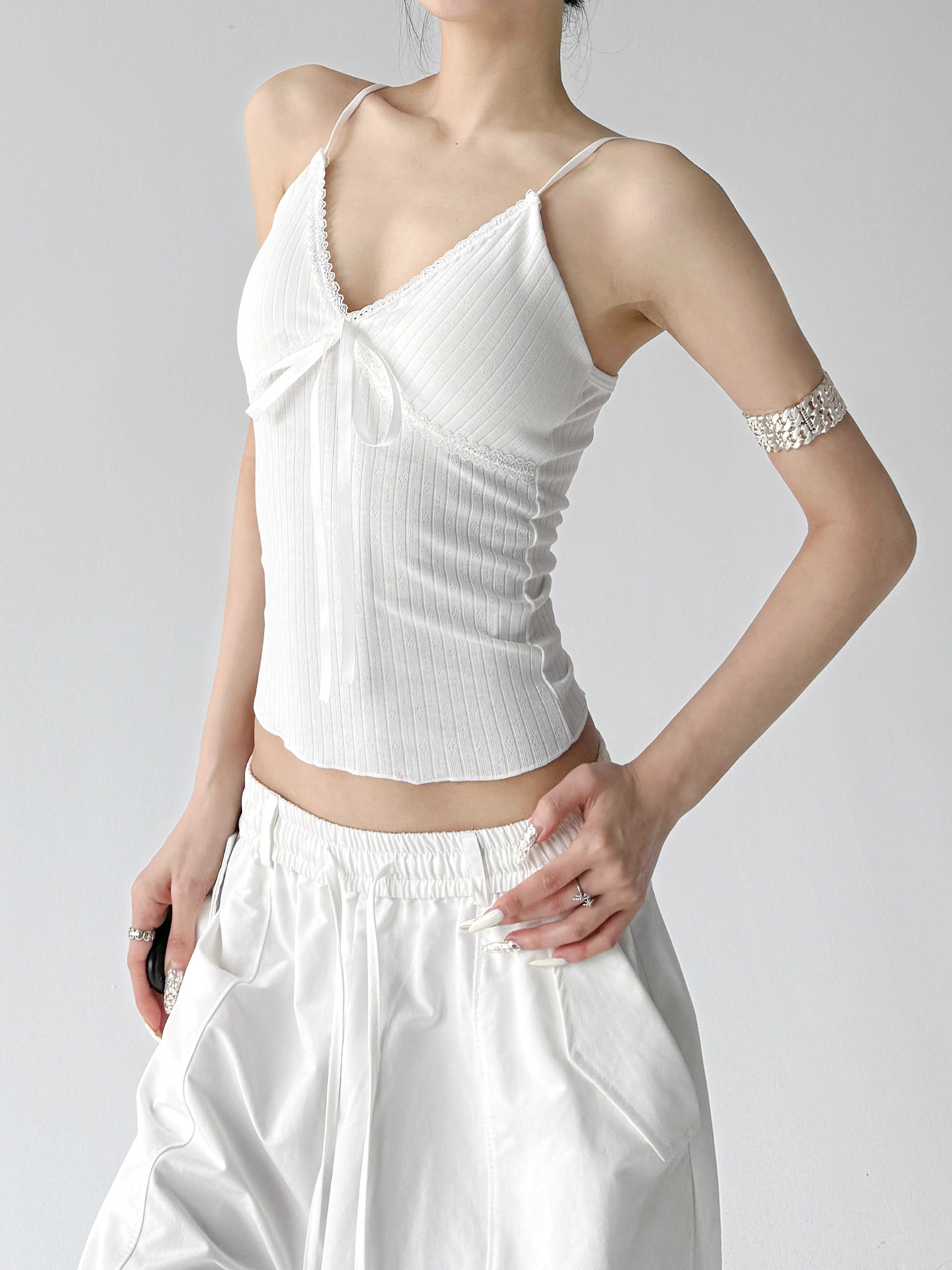 White Spicy Slim Fit Chic Outer Camisole Tank Top