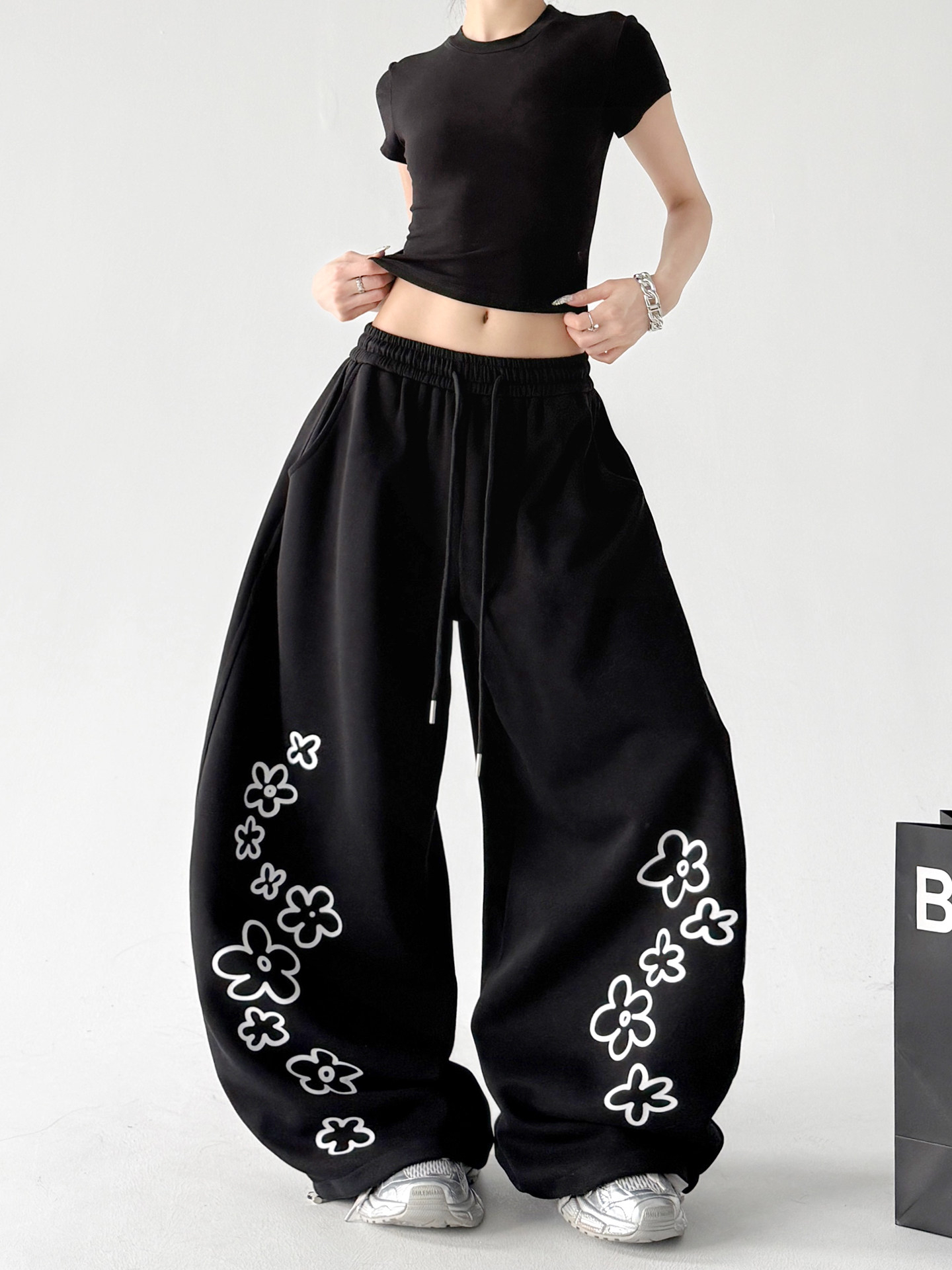 Hip Hop Graphic Loose High Waist Wide Leg Sweatpants