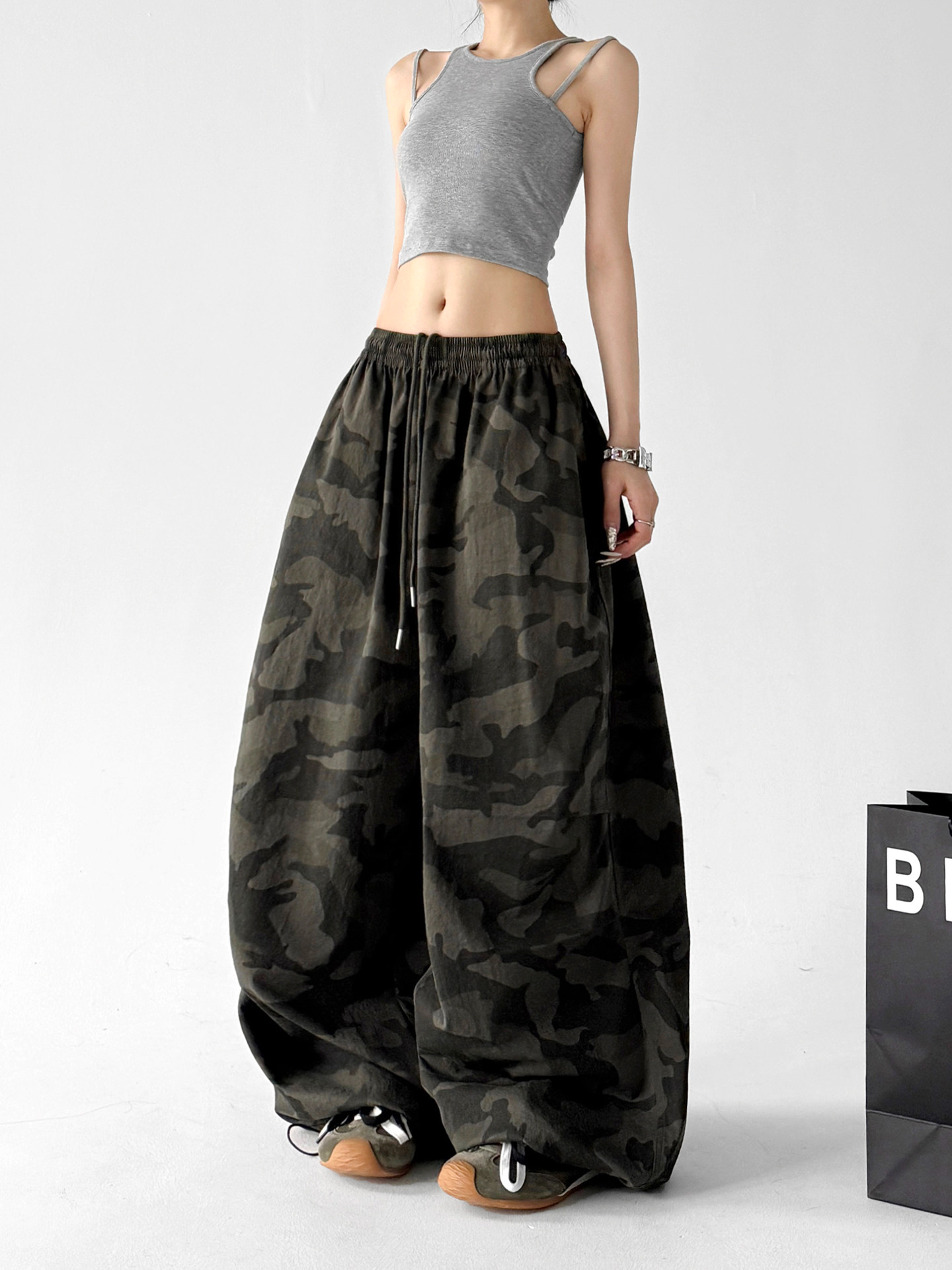 Camouflage Loose Wide Leg Trousers