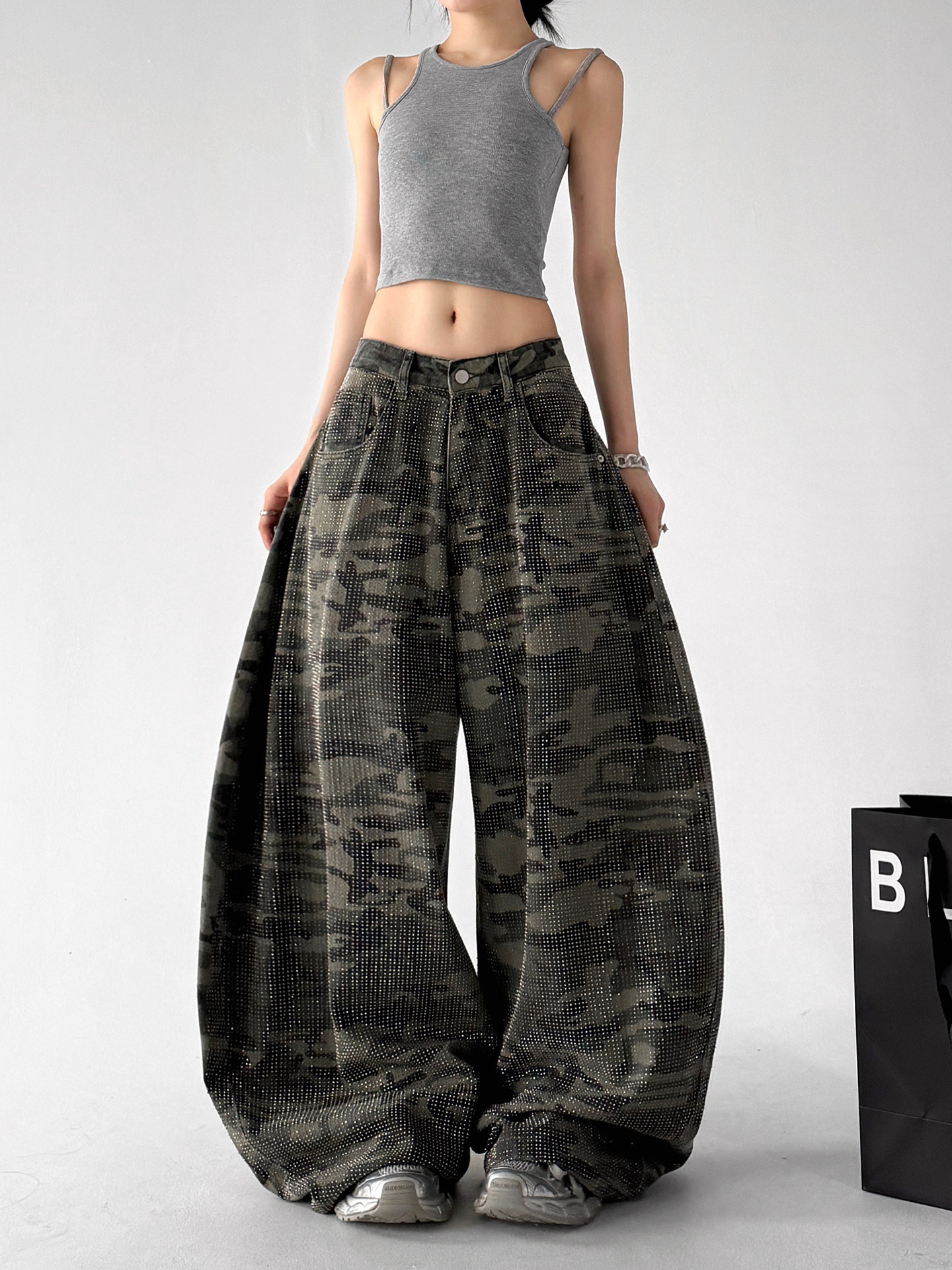 Camouflage Cargo Wide Leg Pants