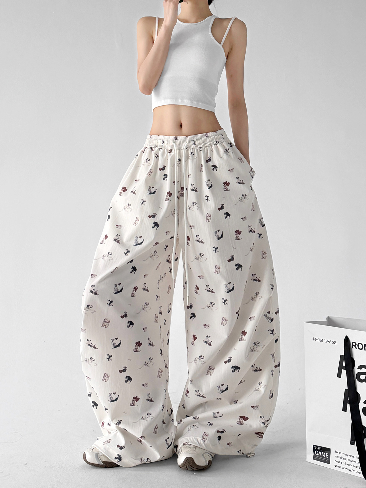 College Style Wide Leg Casual Pants