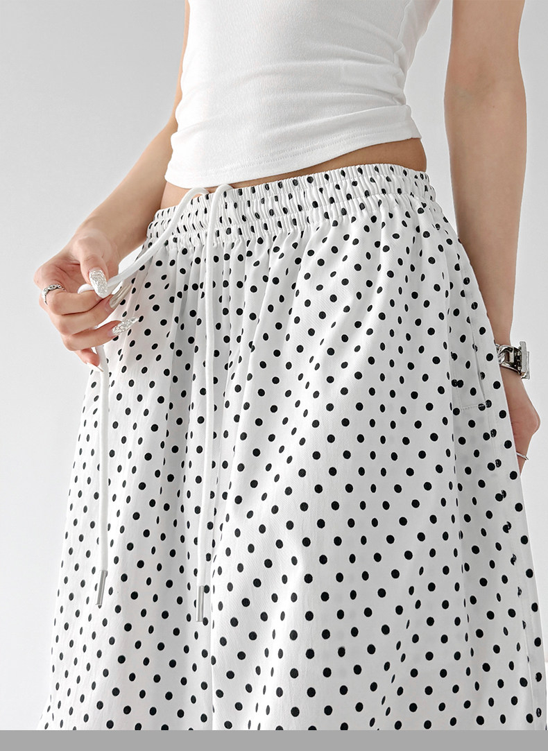 White Polka Dot Quick Dry Lazy Wide Leg Pants