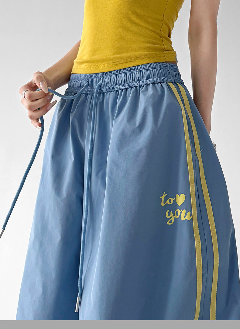 2026 Summer Blue Loose Straight Wide Leg Pants