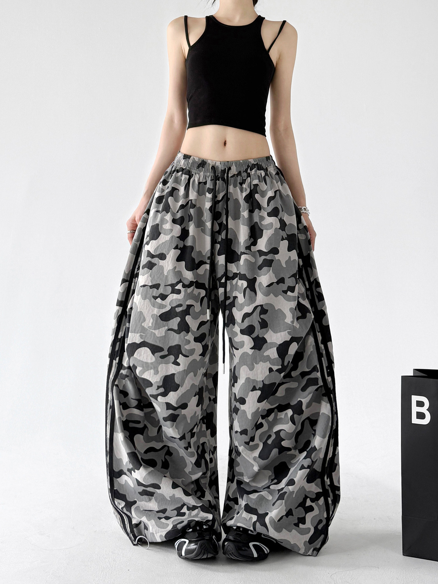 Trendy Camouflage Casual Loose Street Wide Leg Pants