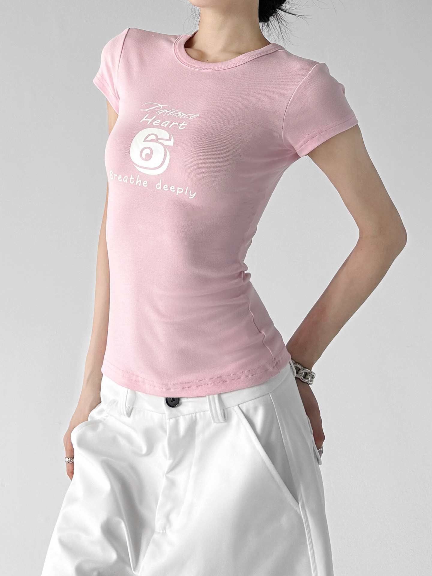 Vintage American Pink Graphic Slim Fit Y2K Crop Tee