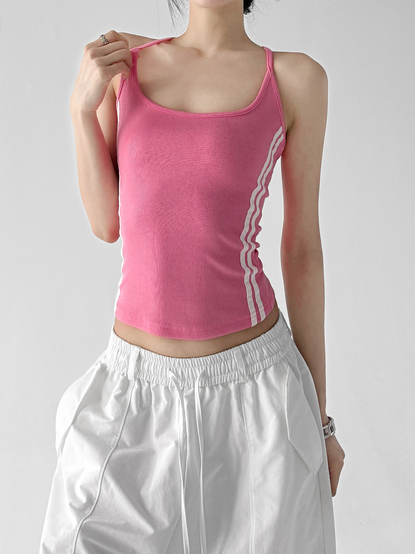 American Color Block Slim Fit Sleeveless Camisole Top