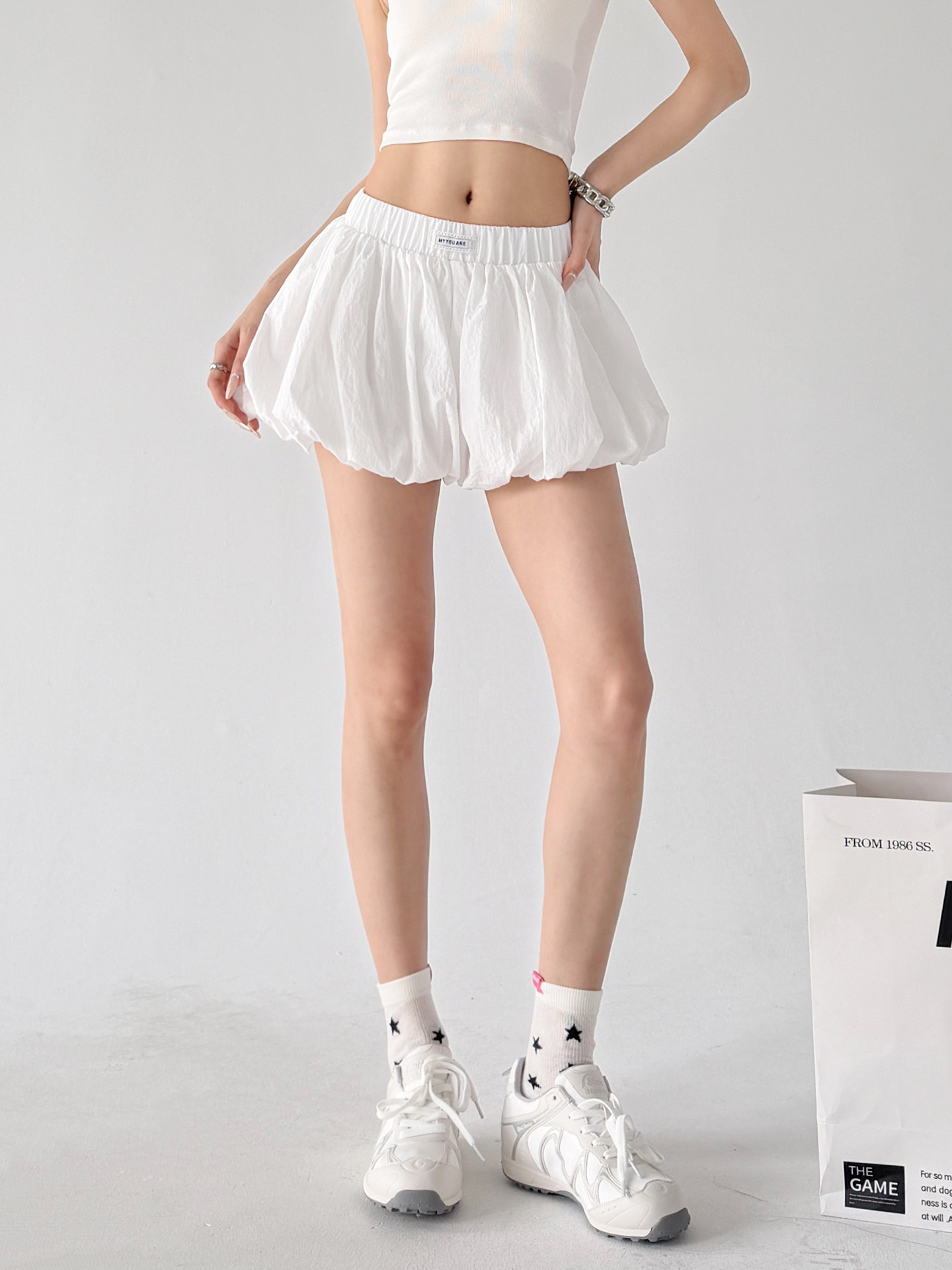 White High Waist Ruffle Flared A-Line Skort