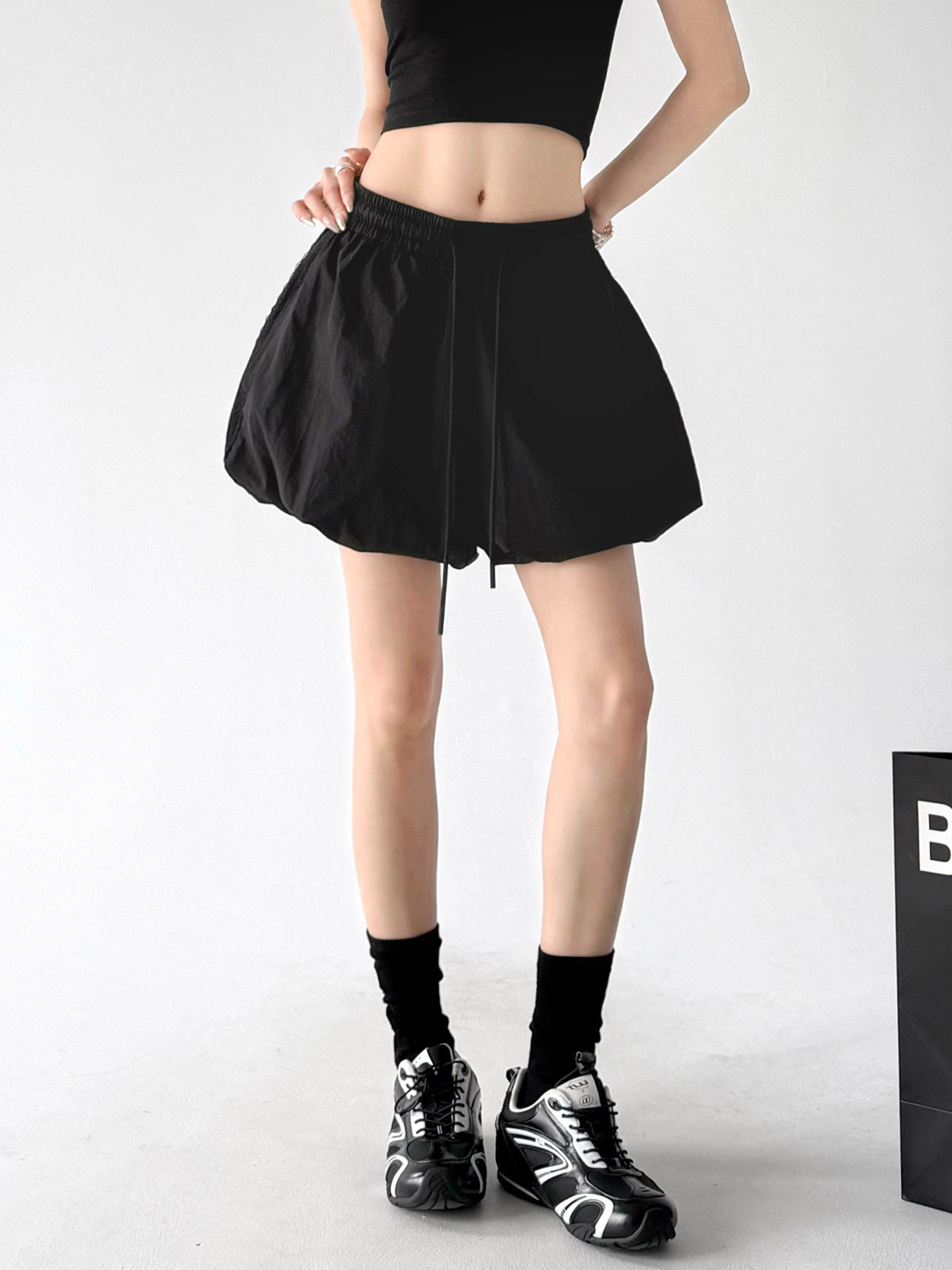 Sweet Cool High Waist Lace-Up Ruffle A-Line Mini Skirt