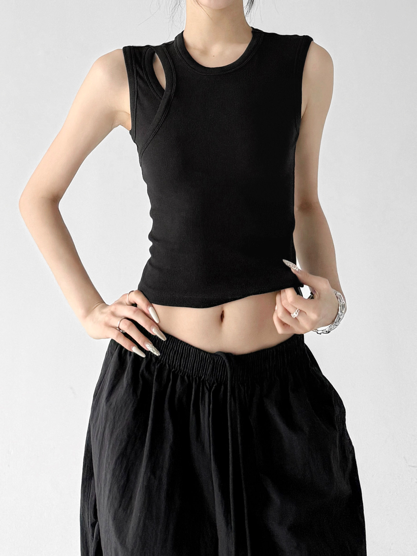 Spicy Hollow Out Slim Fit Sleeveless Tank Top