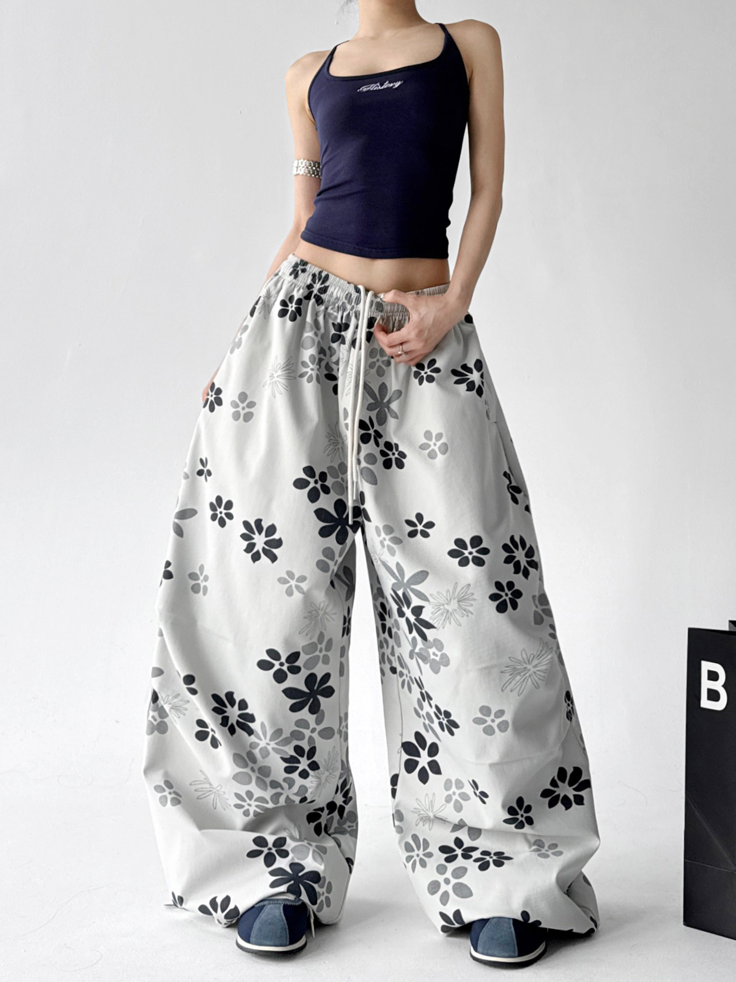 Fashion Printed Loose Slim Casual Wide Leg Pants