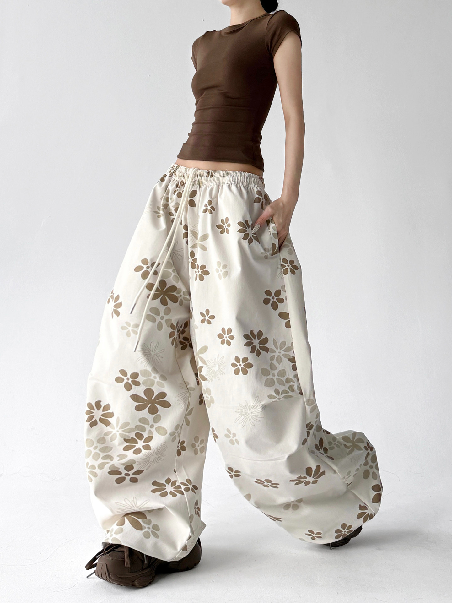 Fashion Printed Loose Slim Casual Wide Leg Pants