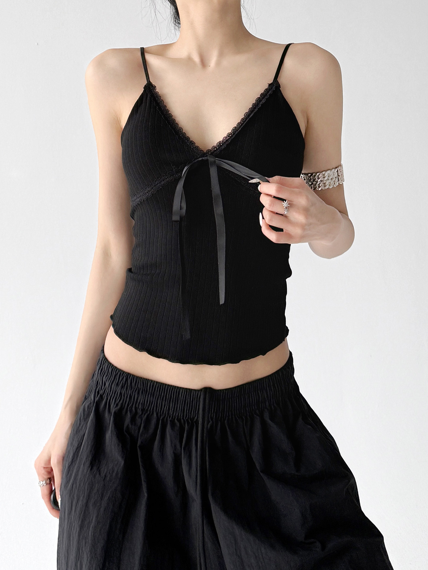 Black Spicy Slim Fit Chic Outer Camisole Tank Top