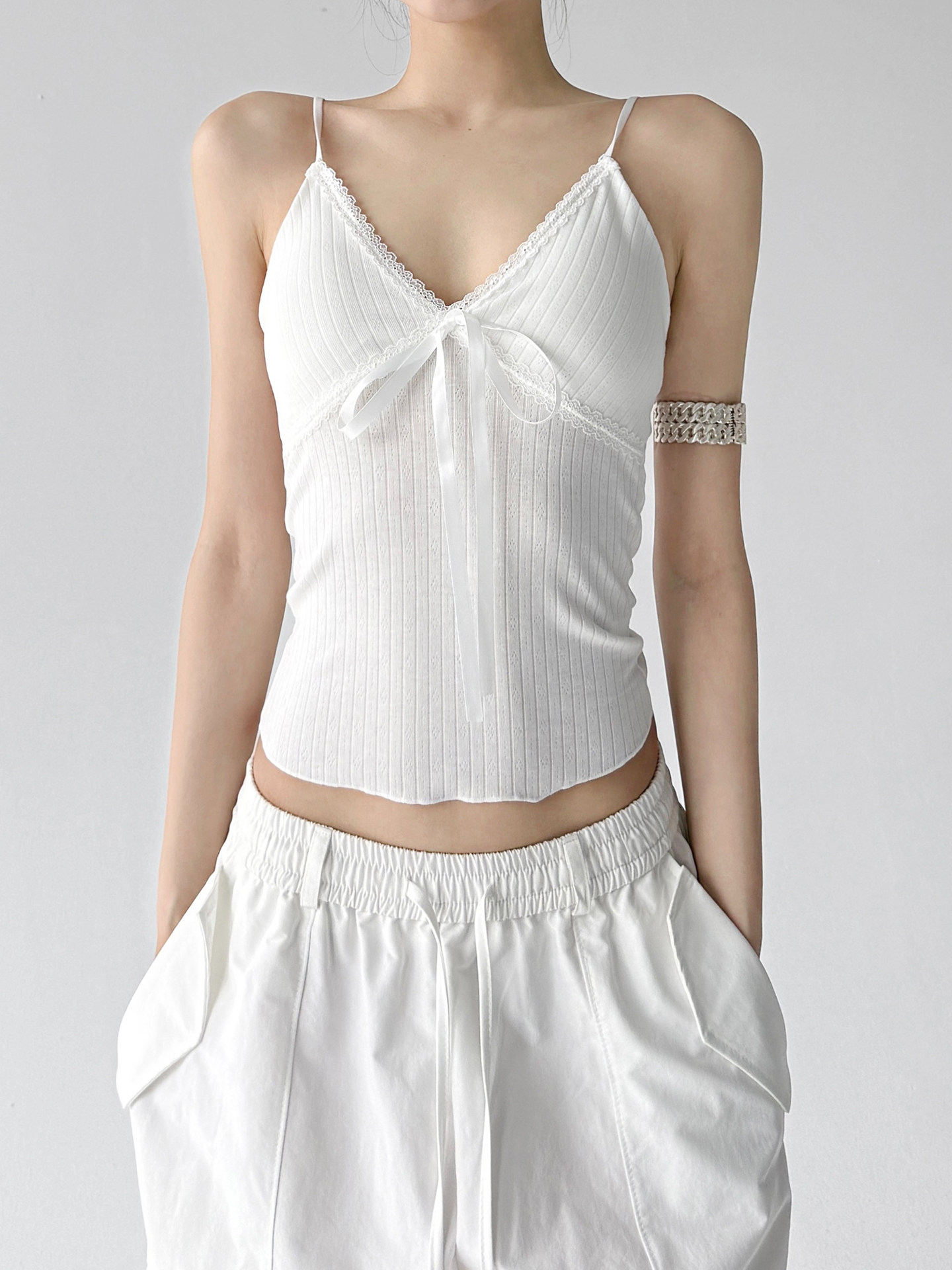 White Spicy Slim Fit Chic Outer Camisole Tank Top