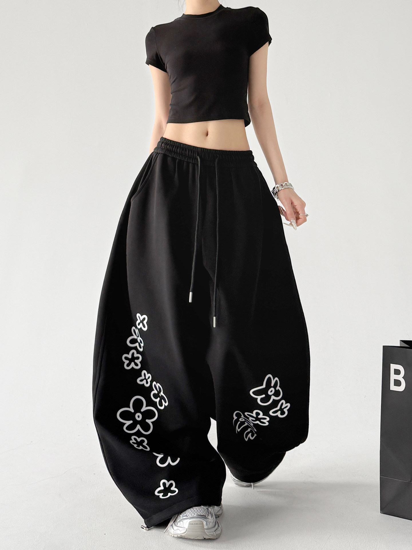 Hip Hop Graphic Loose High Waist Wide Leg Sweatpants