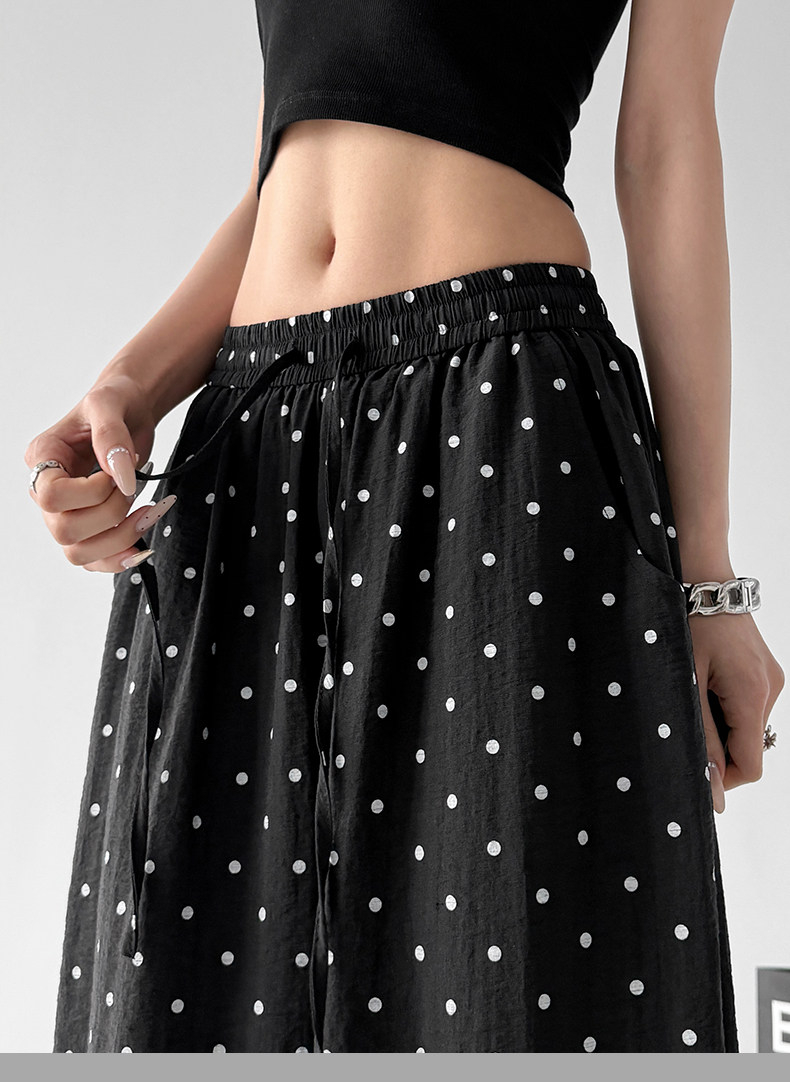 Lazy Black Polka Dot Wide Leg Pants