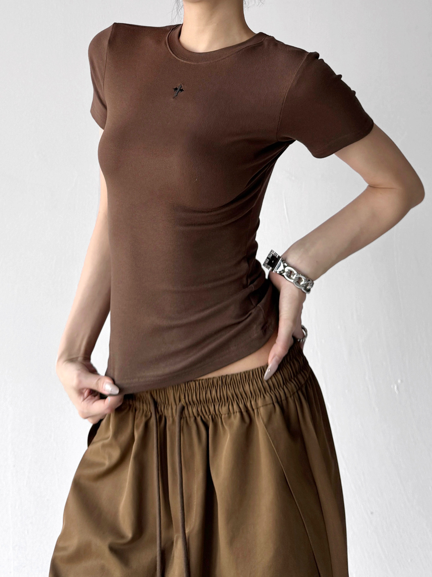 Slim Fit Basic Crew Neck Spicy Casual Short Sleeve Tee