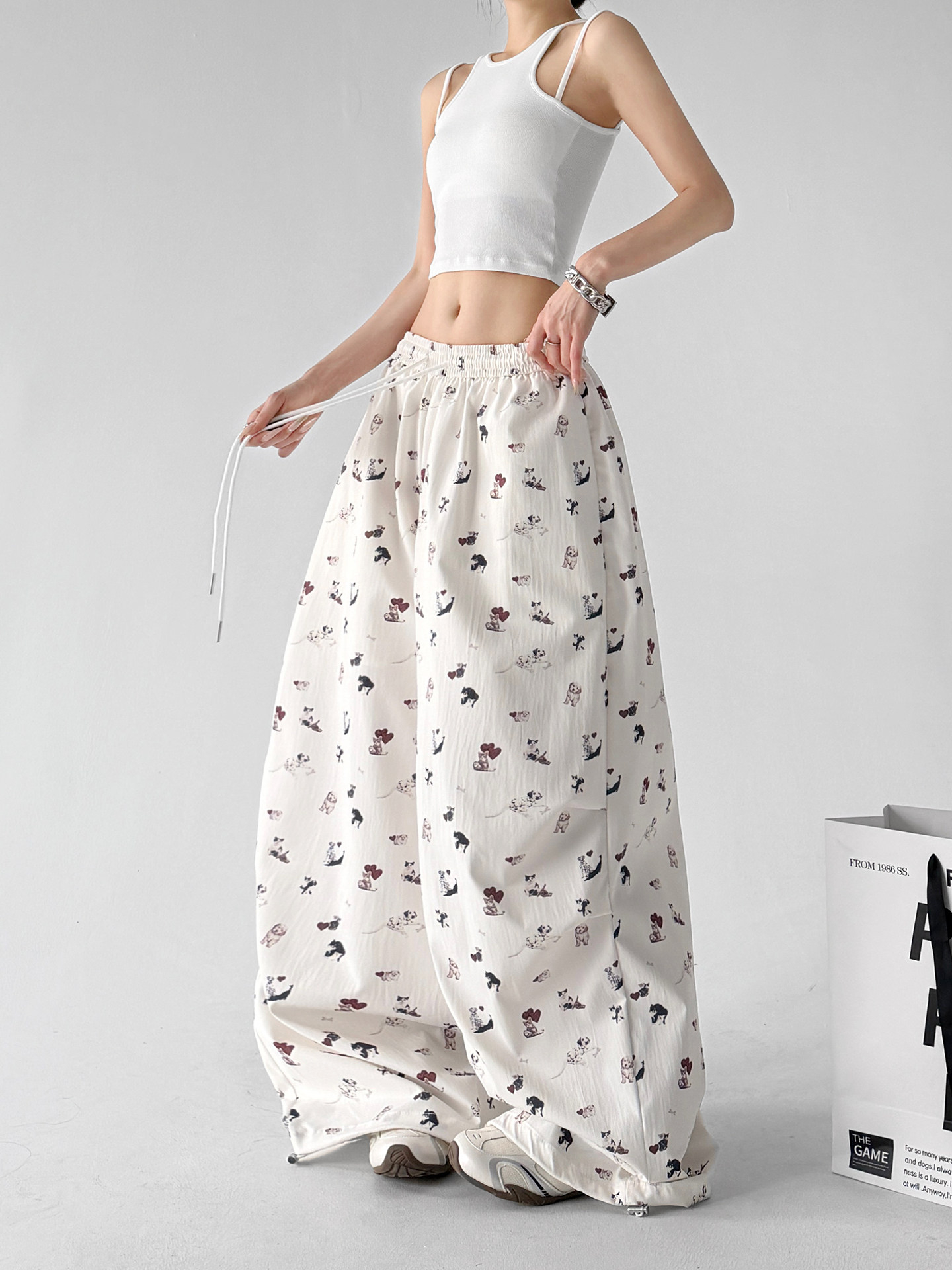 College Style Wide Leg Casual Pants