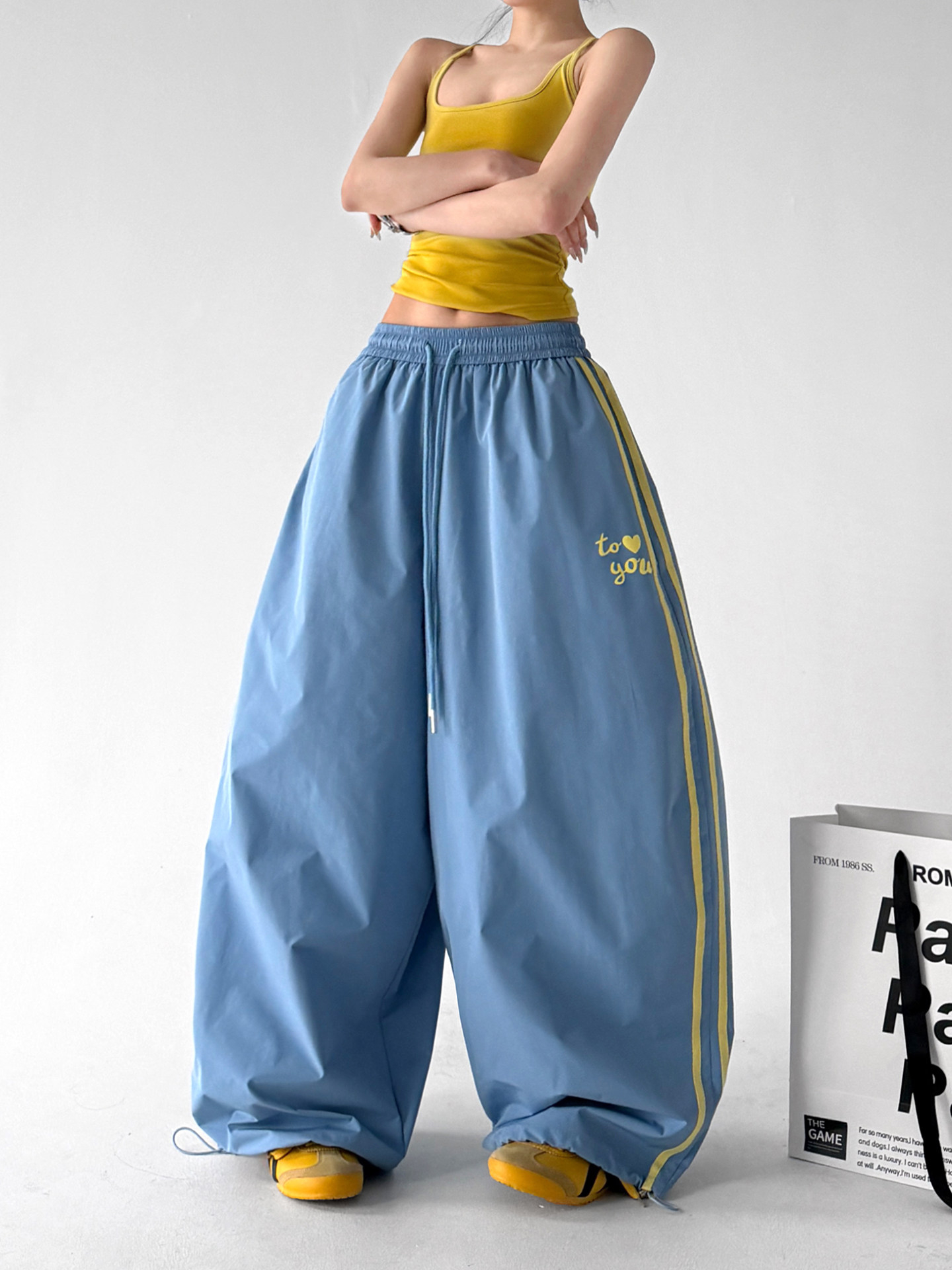 2026 Summer Blue Loose Straight Wide Leg Pants