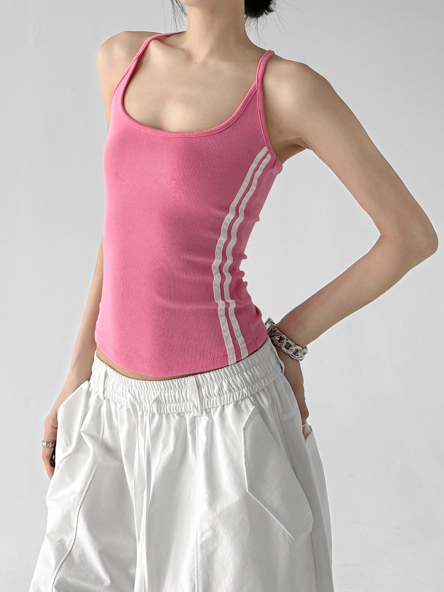 American Color Block Slim Fit Sleeveless Camisole Top