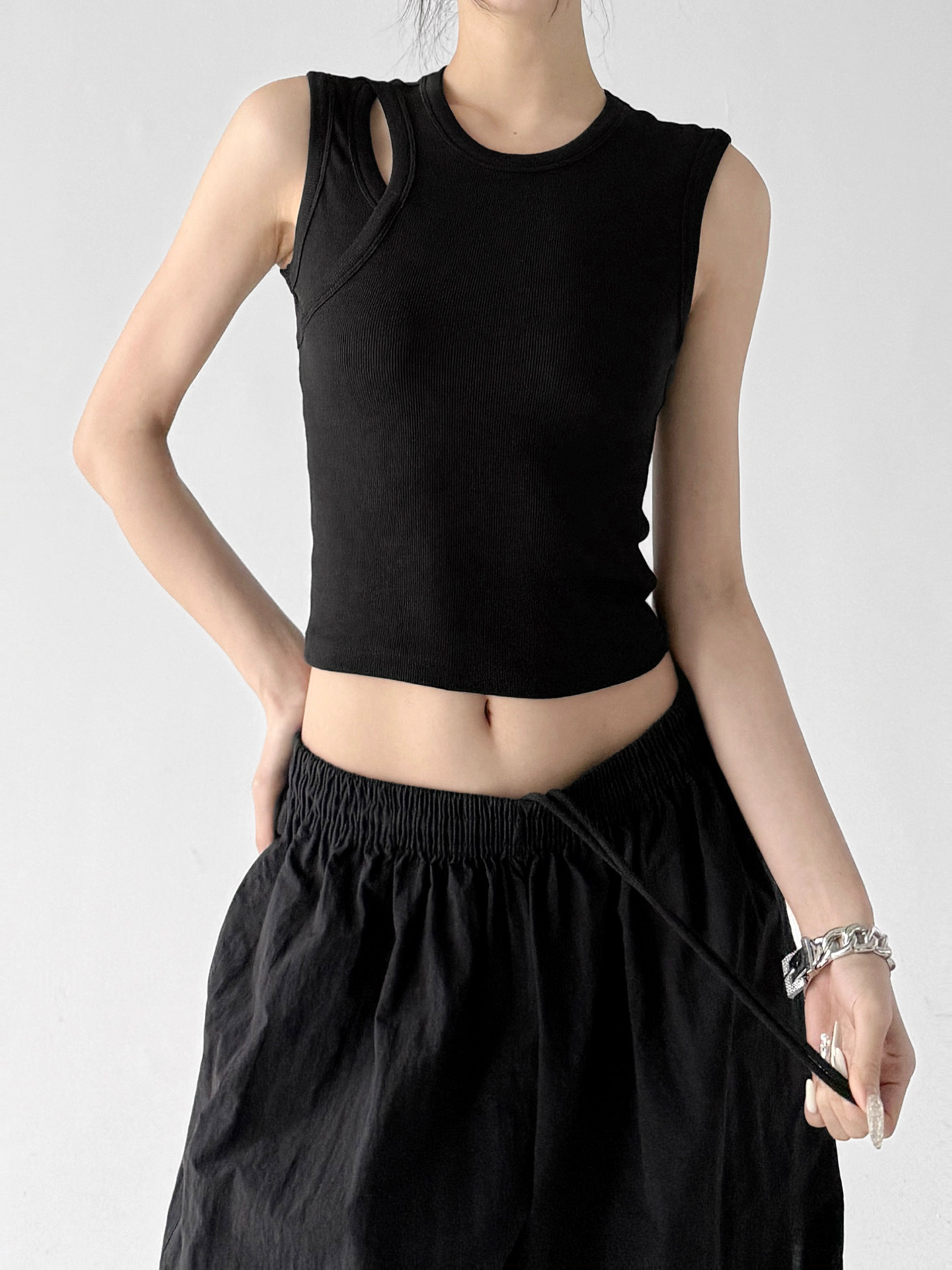 Spicy Hollow Out Slim Fit Sleeveless Tank Top