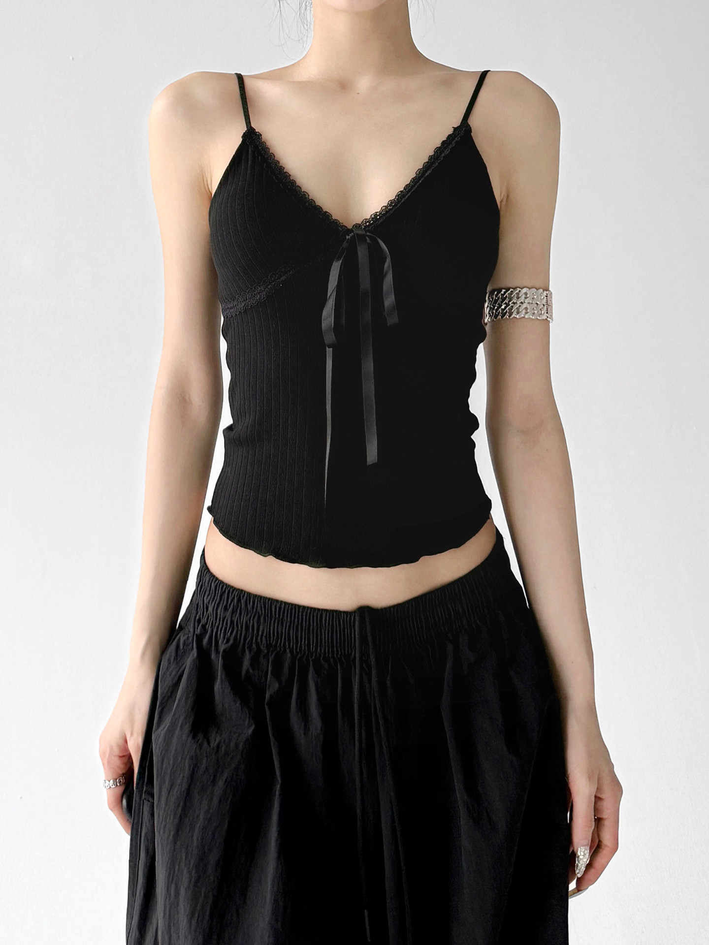 Black Spicy Slim Fit Chic Outer Camisole Tank Top