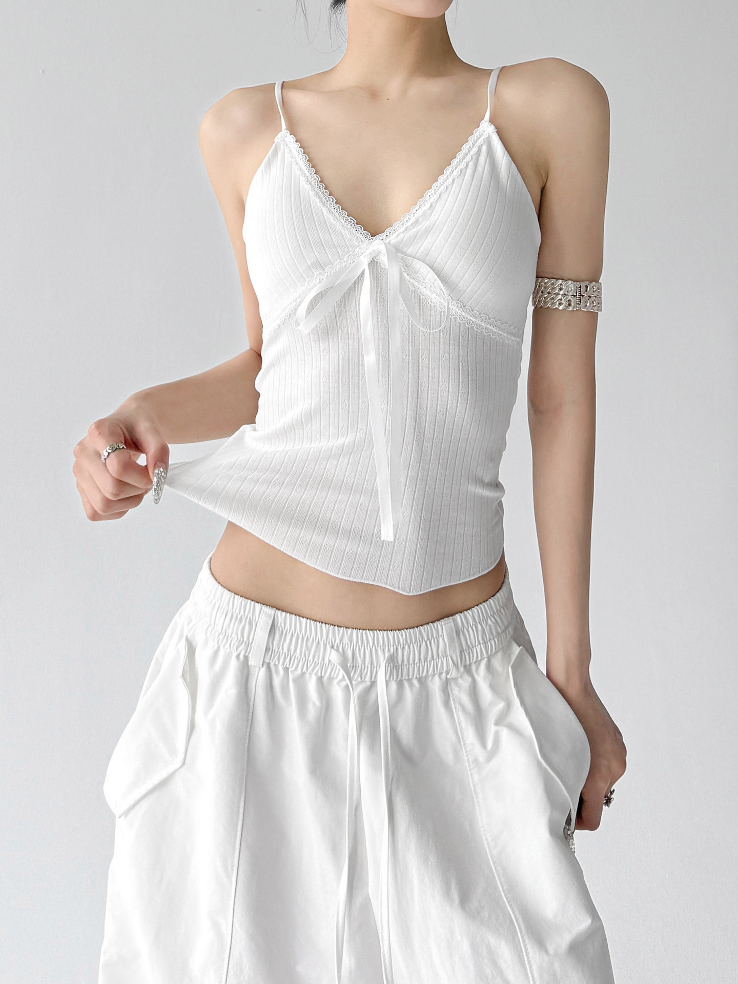 White Spicy Slim Fit Chic Outer Camisole Tank Top